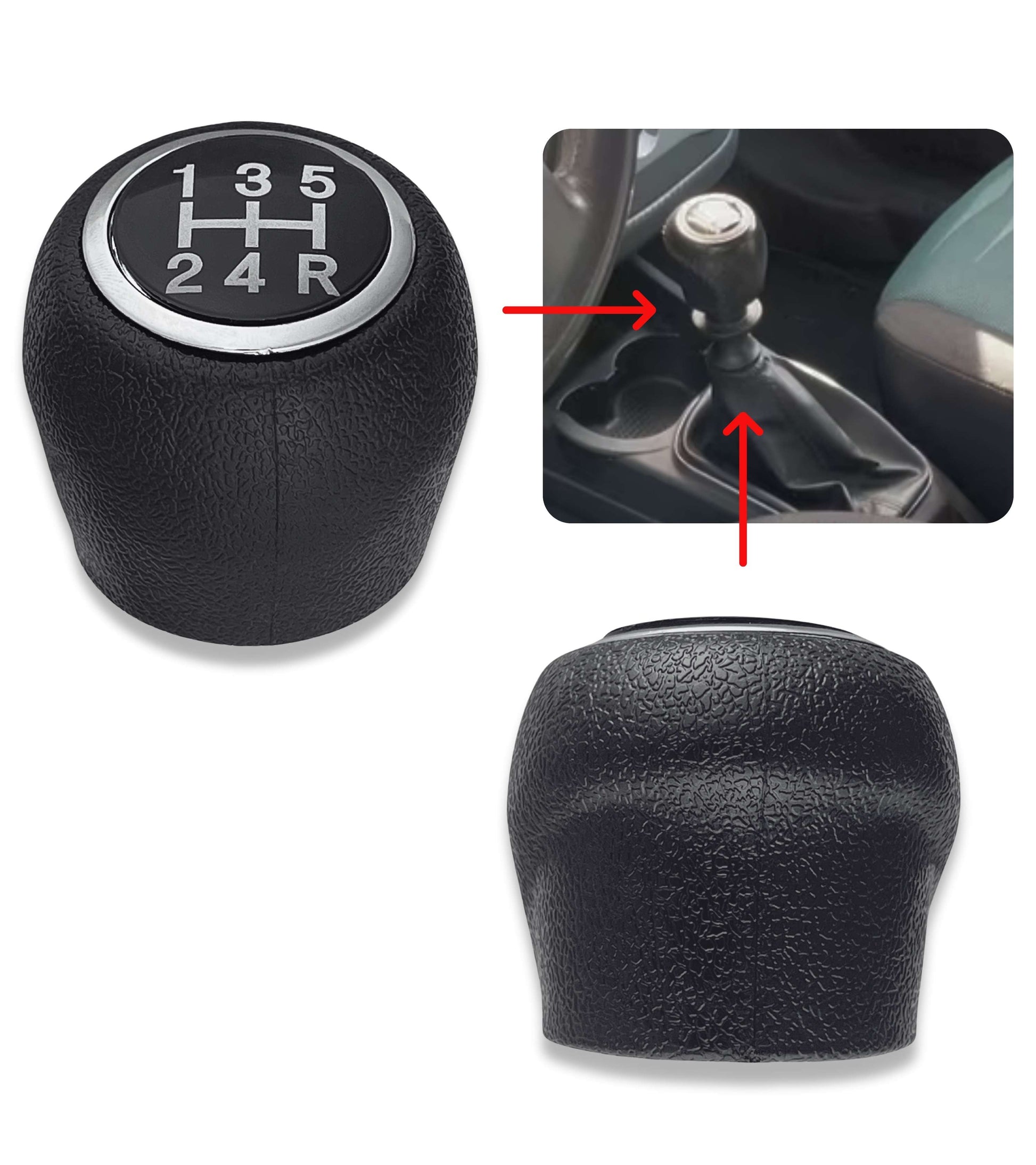 Pomello Leva Cambio 5 Marce Compatibile con Fiat Grande Punto 2005–2013, Codici OEM 55344881 55349796, Foro Filettato con Struttura Interna in Metallo