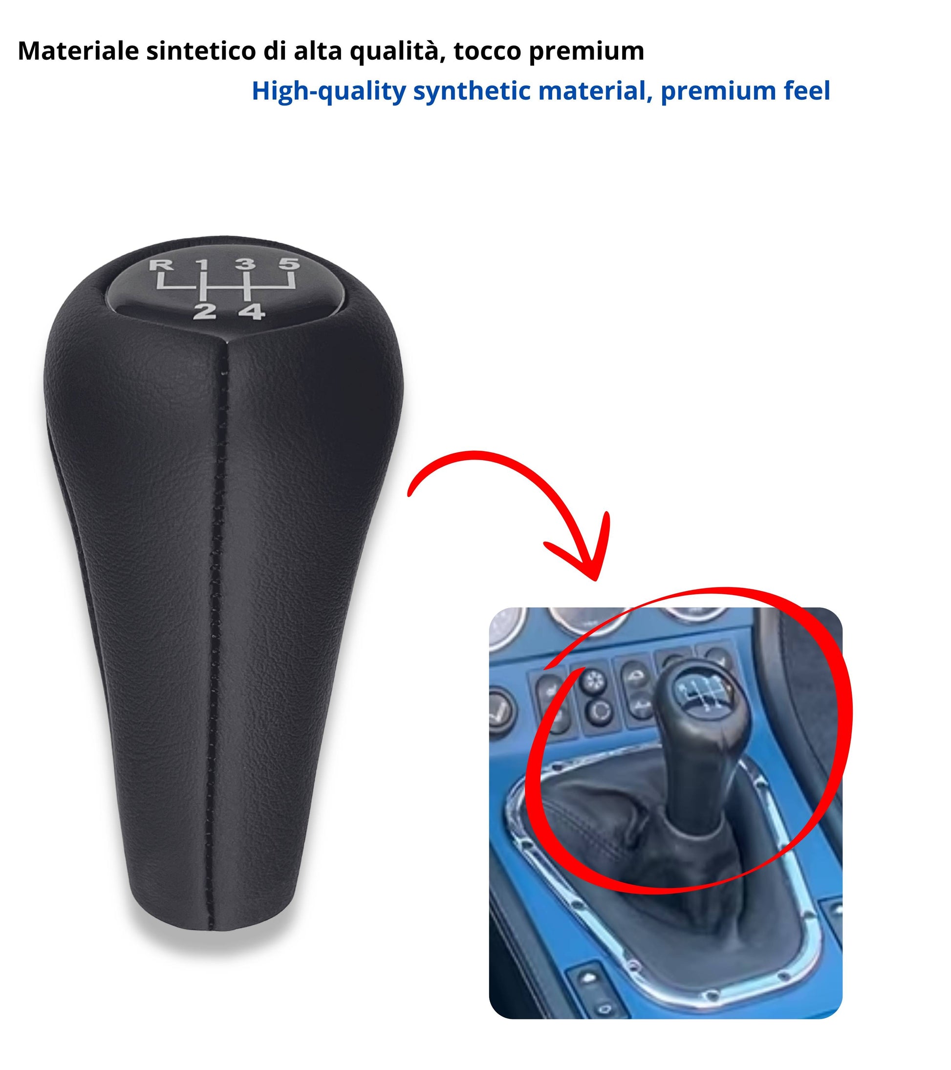 Pomello Leva Cambio 5 Marce Compatibile con BMW Serie 3 E30 E36 E46, Serie 5 E34 E39, Serie 7 E32 E38, X5 EB3, Z3, Z4 E85 OEM 25111434717 25117500299