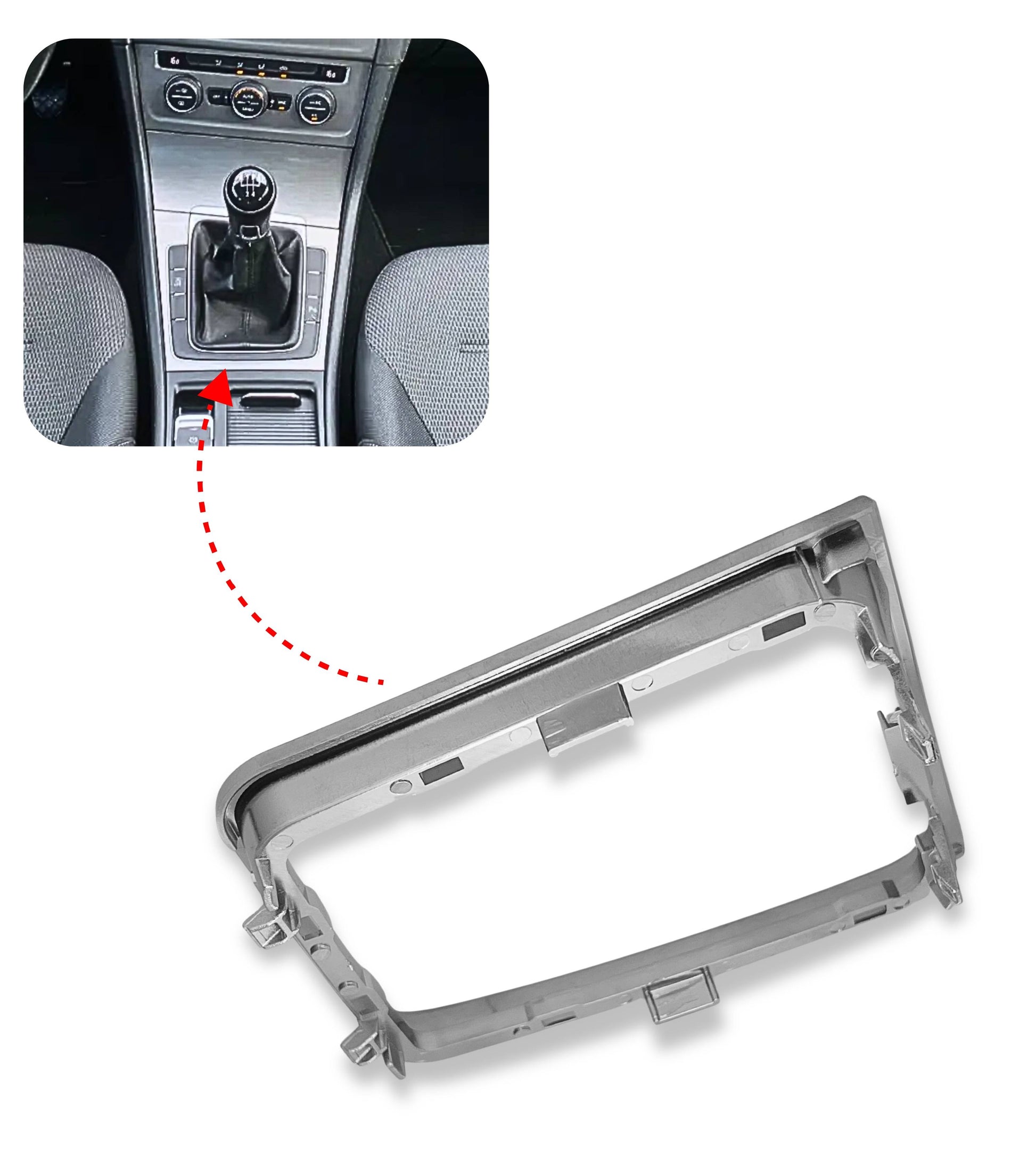 Cornice Esterna Argento per Cuffia Leva Cambio Compatibile con Volkswagen Golf 7 GTI GTD MK7 2012–2017, Cambio Manuale 5 e 6 Marce, OEM 5G1711113