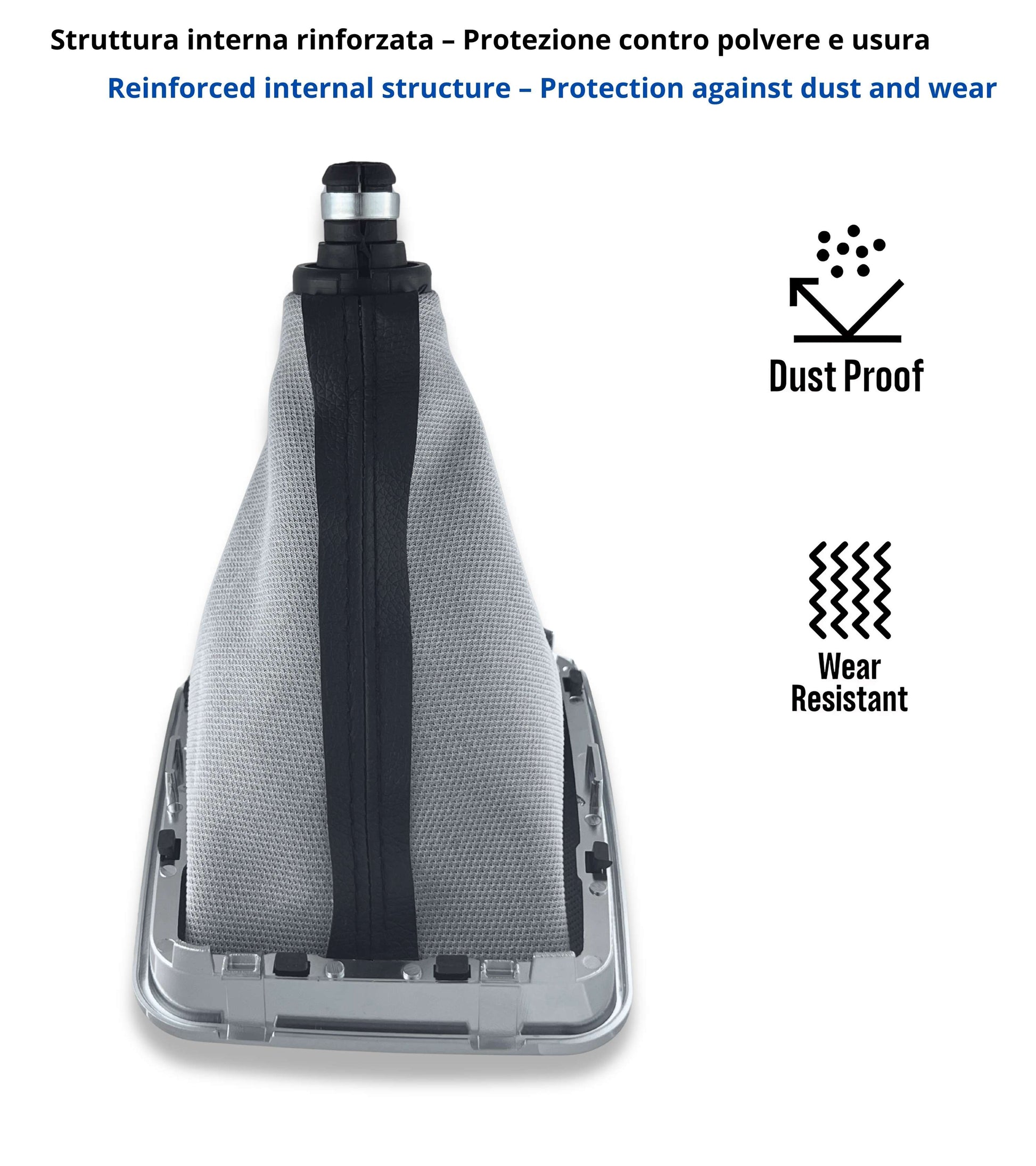 Kit Pomello 5 Marce e Cuffia Leva Cambio Manuale con Cornice Argento Compatibile con Volkswagen Golf 7 GTI GTD MK7 2012–2017, OEM 5G1711113