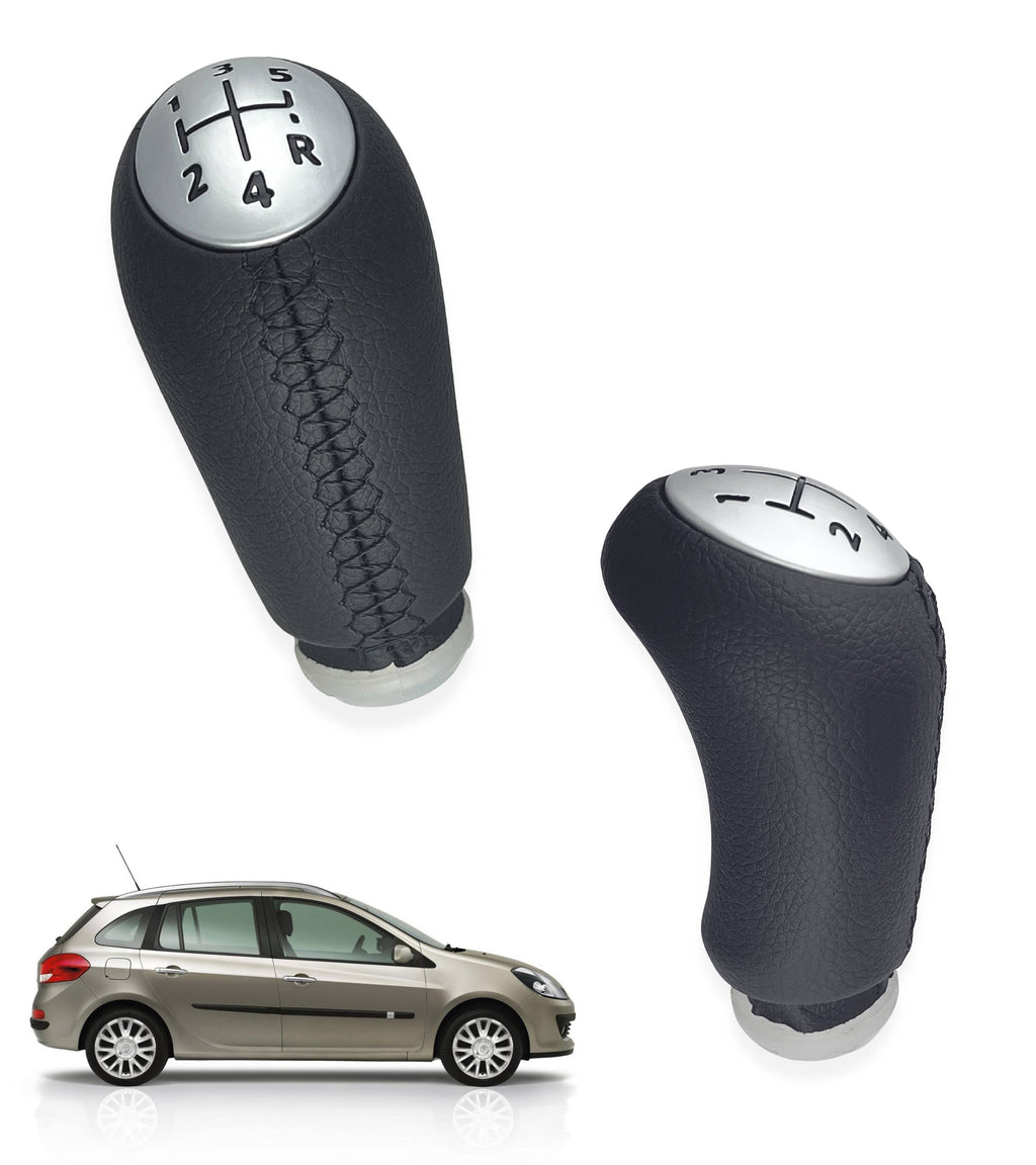 Pomello 5 marce per Leva Cambio Compatibile con Renault Megane e Compatible con Dacia Sandero e Altri Modelli Auto, Nero, Placca Marce Satinata