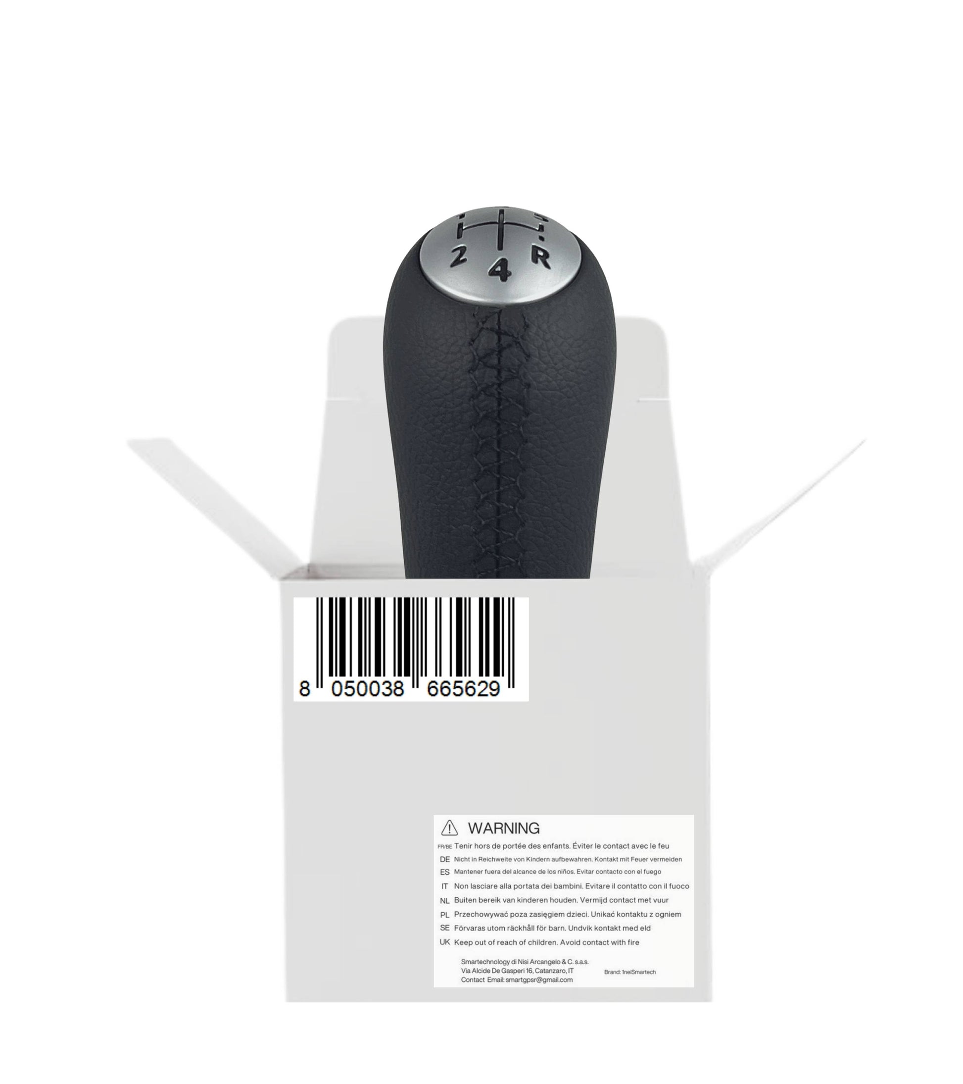 Pomello 5 marce per Leva Cambio Compatibile con Renault Megane e Compatible con Dacia Sandero e Altri Modelli Auto, Nero, Placca Marce Satinata