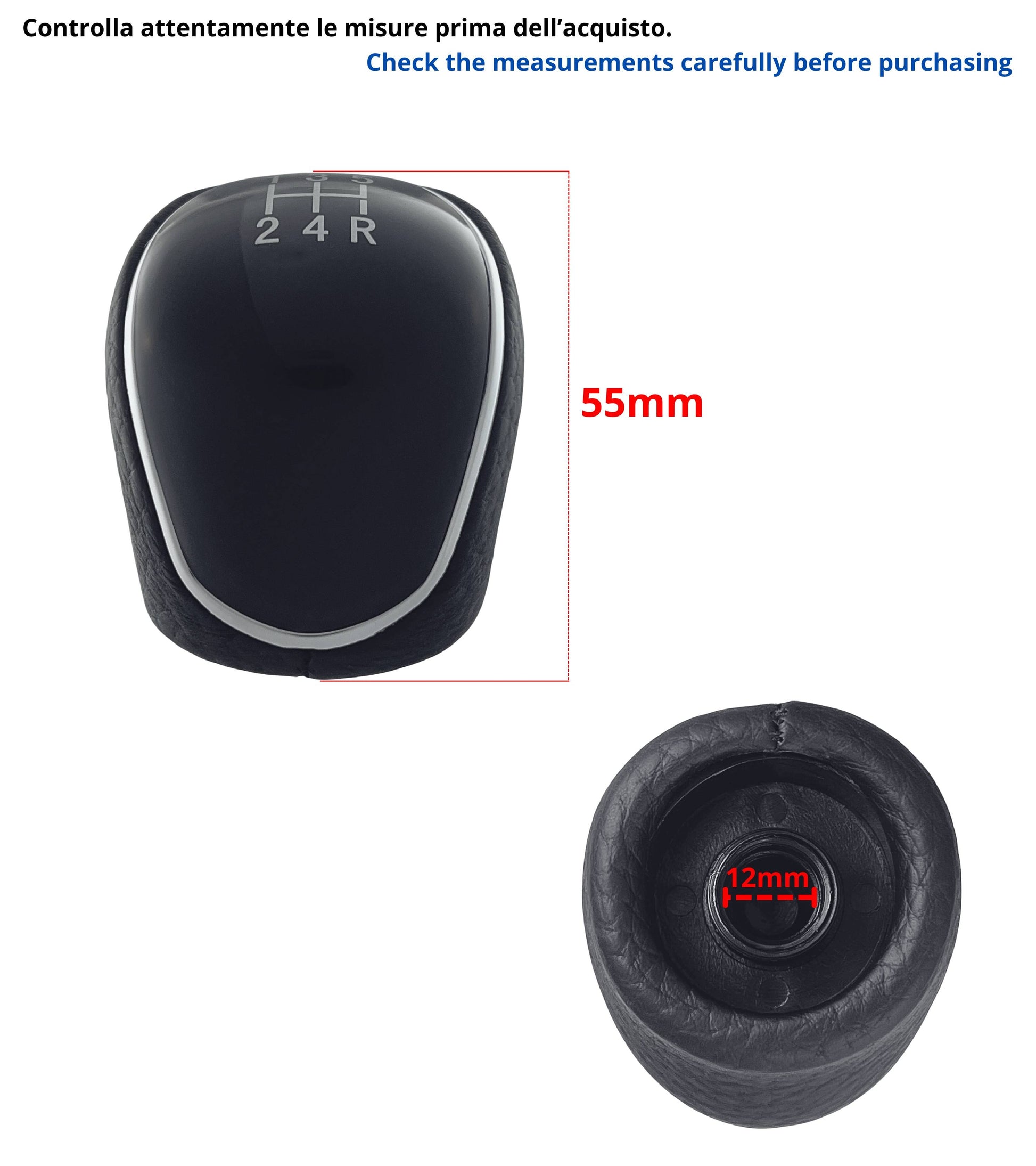 Pomello Leva Cambio 5 Marce Compatibile con Ford Focus 2007–2018, Ford C-MAX 2007–2010, Colore Nero, con Filettatura, Compatibile con OEM 1798600