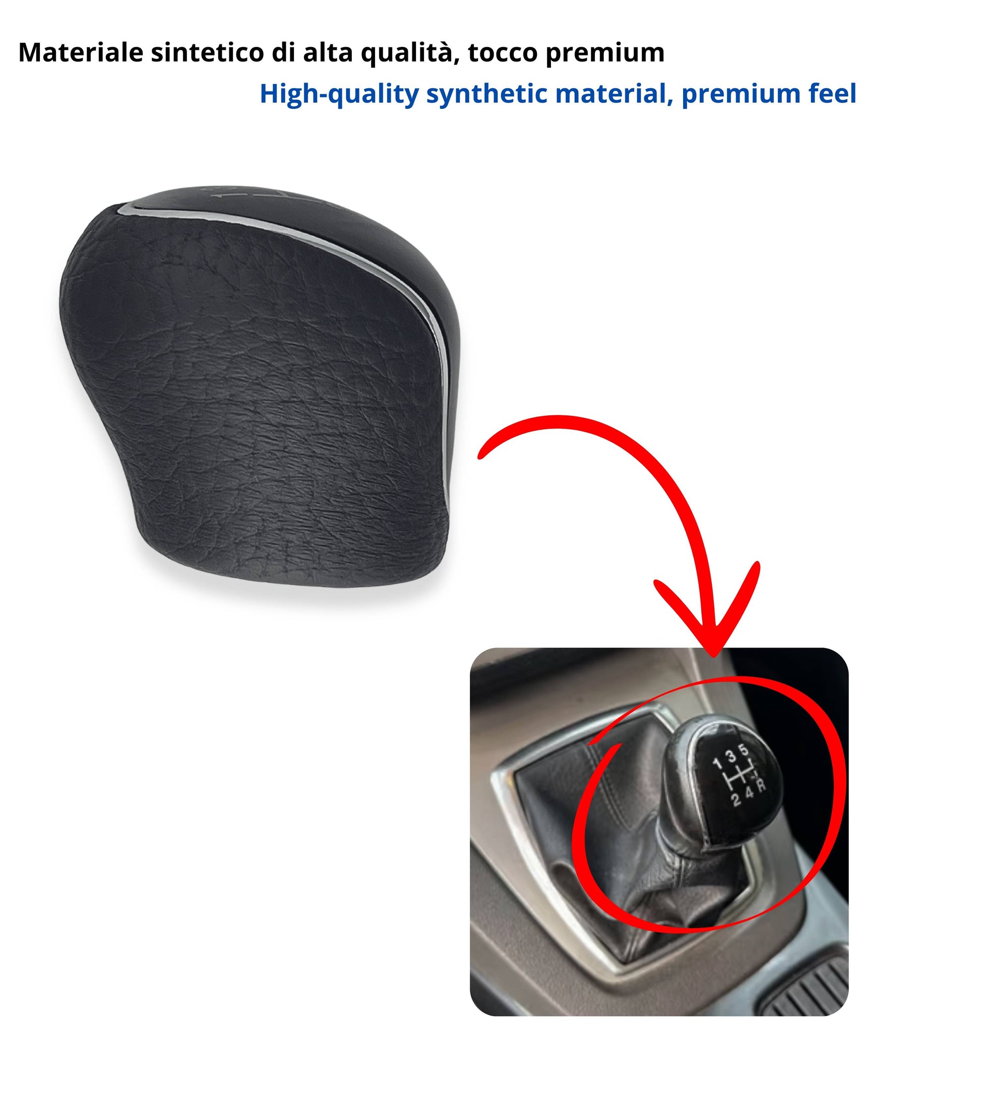 Pomello Leva Cambio 5 Marce Compatibile con Ford Focus 2007–2018, Ford C-MAX 2007–2010, Colore Nero, con Filettatura, Compatibile con OEM 1798600