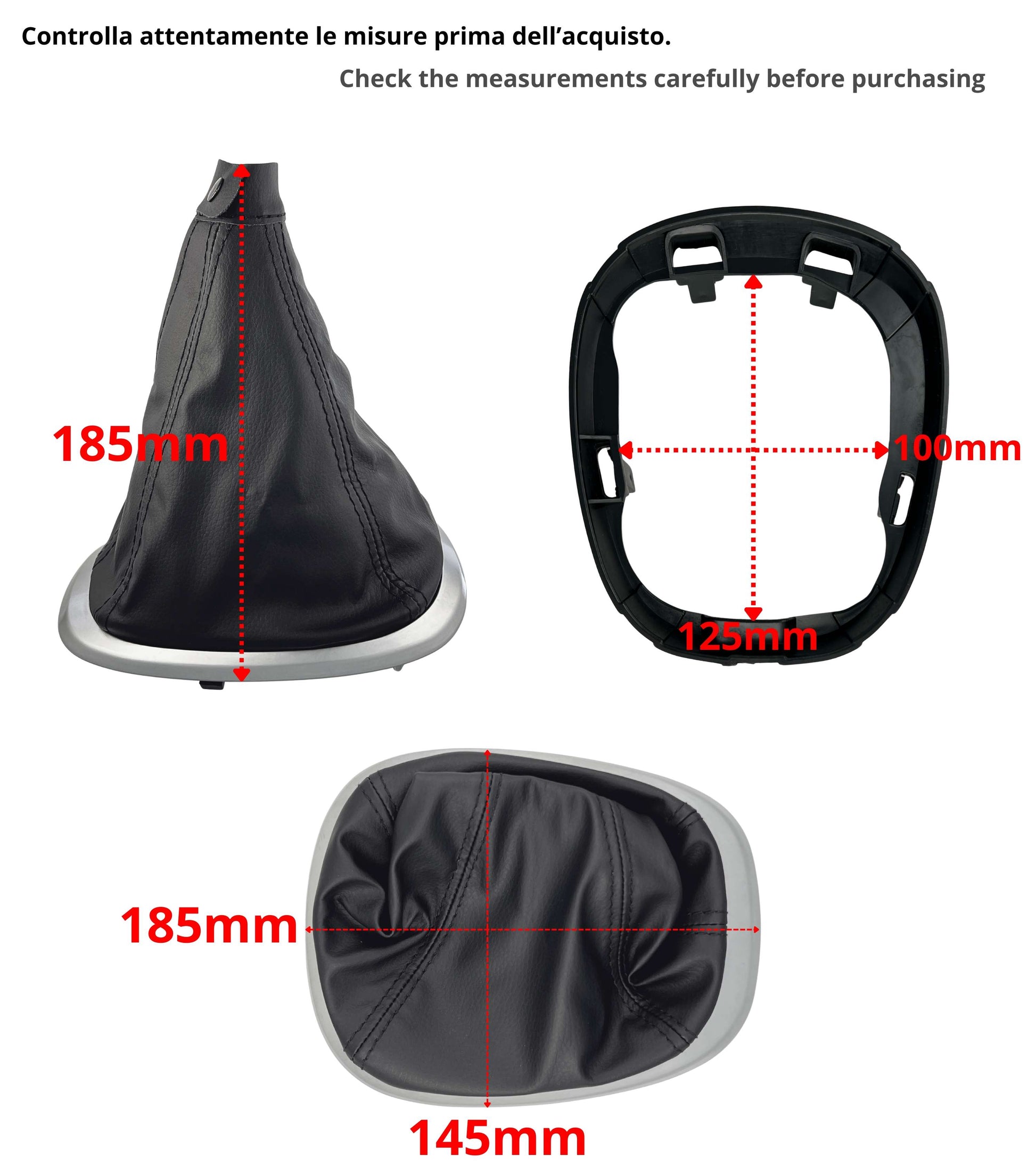 Cuffia con Cornice Esterna Argento Satinato e Ghiera di Ritenzione Compatibile con Fiat 500L 2012-2017 | Leva Cambio Manual, OEM 735547556, OEM 735547557
