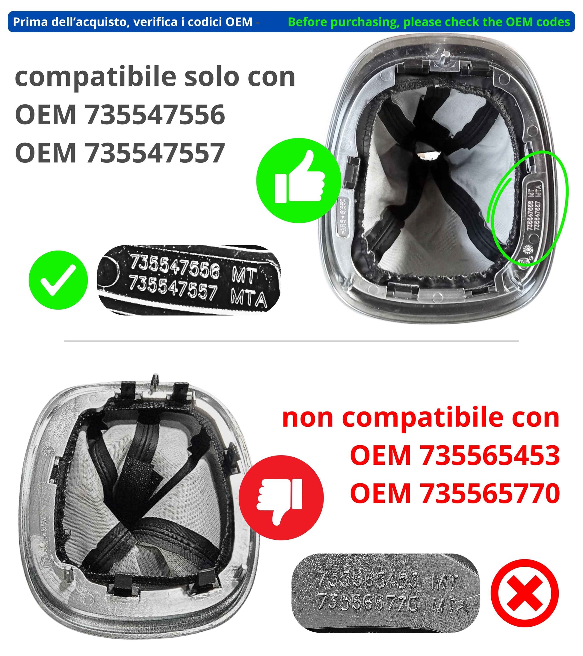Ghiera di Ritenzione Interna per Cuffia Leva Cambio Manuale Compatibile con Fiat 500L 2012–2017, Solo per OEM 735547556 e 735547557