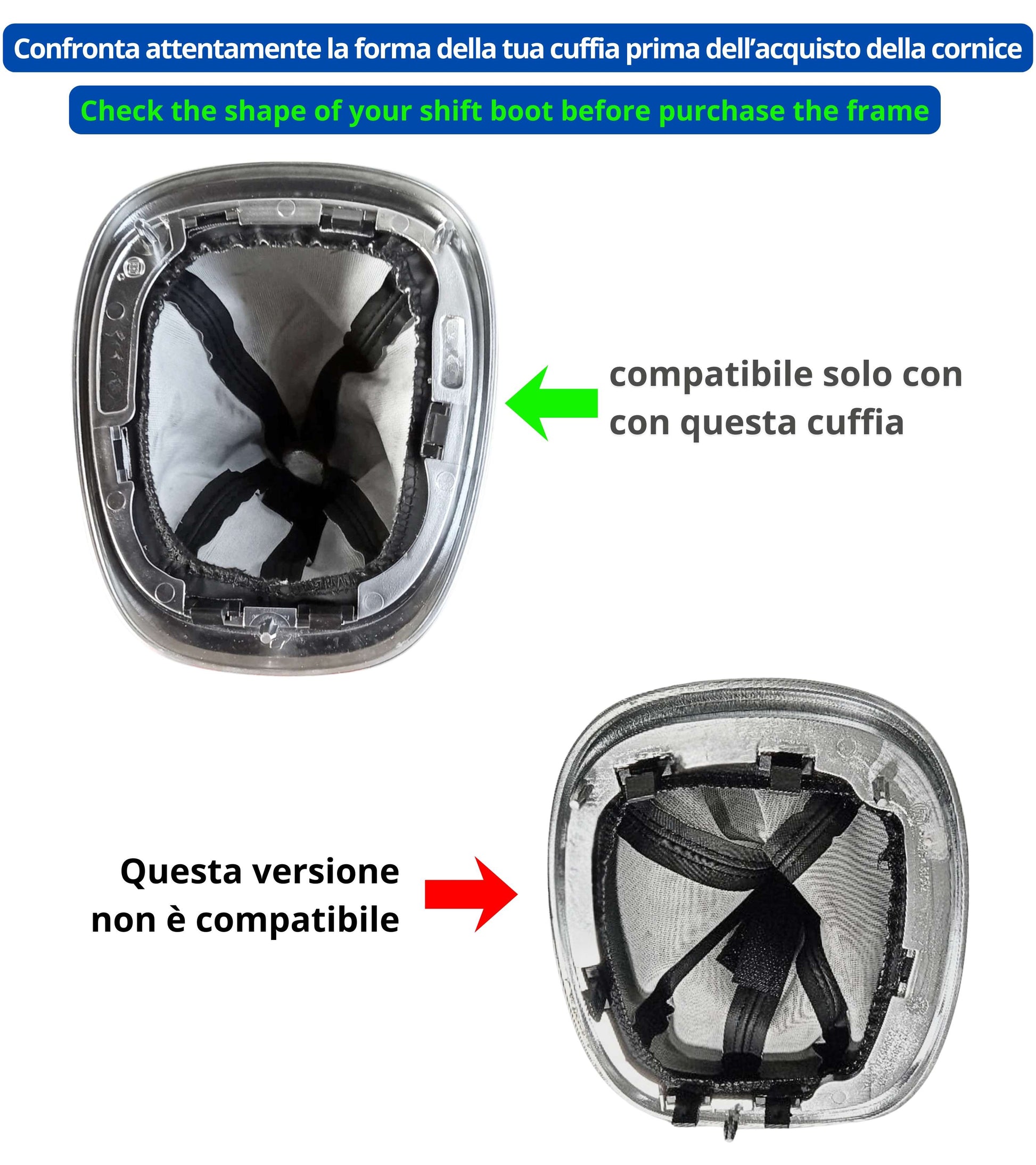 Cornice Esterna Satinata per Cuffia Leva Cambio Compatibile con Fiat 500L (2012–2017) Colore Argento Grigio Compatibile solo con OEM 735547556 735547557