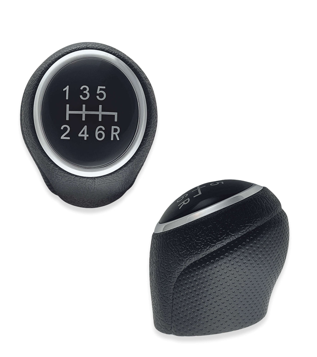 Pomello Leva Cambio 6 Marce Compatibile con Fiat Sedici 2006–2014, Nero con Finiture Argento, Retromarcia a Destra, Filettatura Integrata