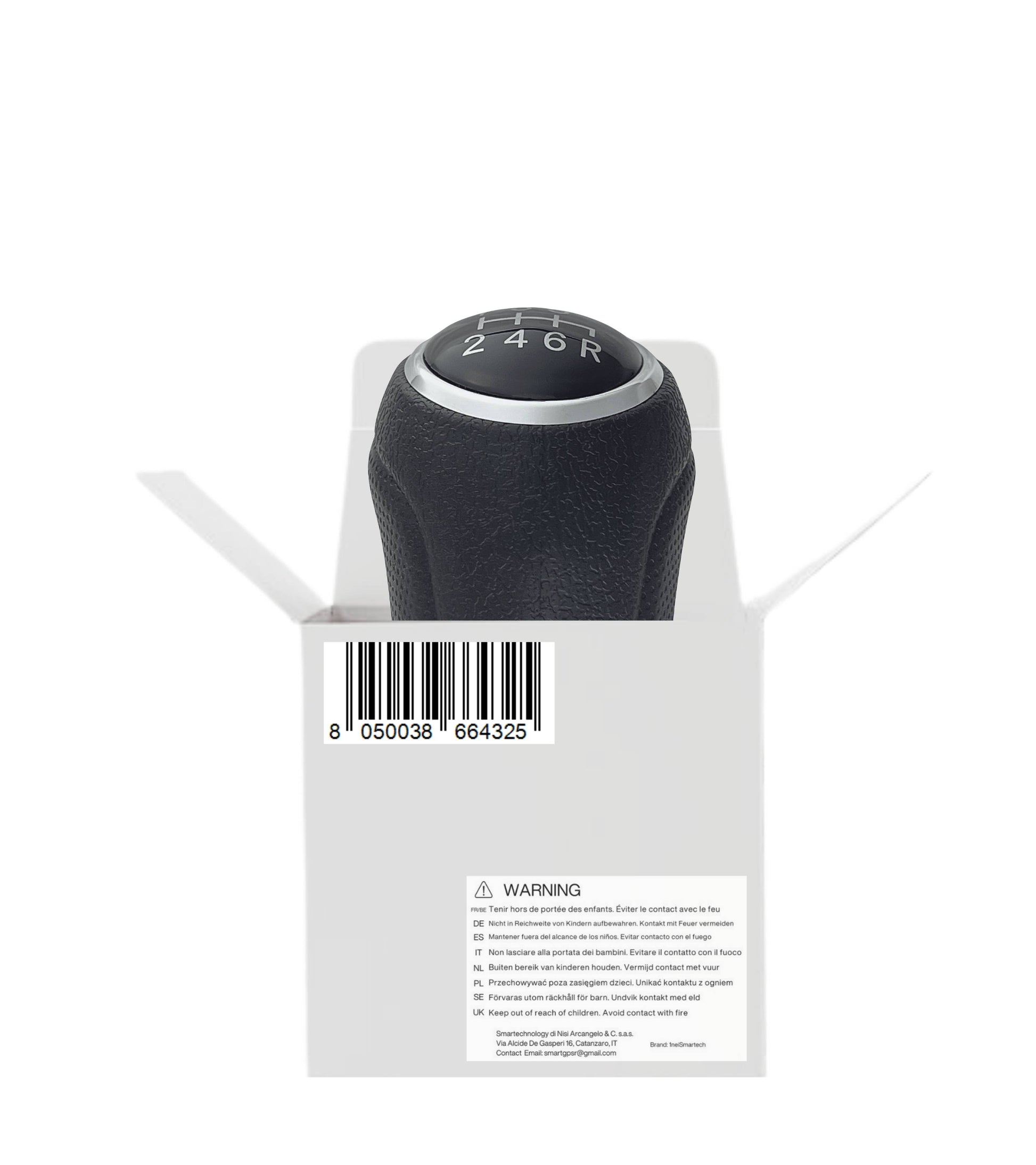 Pomello Leva Cambio 6 Marce Compatibile con Fiat Sedici 2006–2014, Nero con Finiture Argento, Retromarcia a Destra, Filettatura Integrata