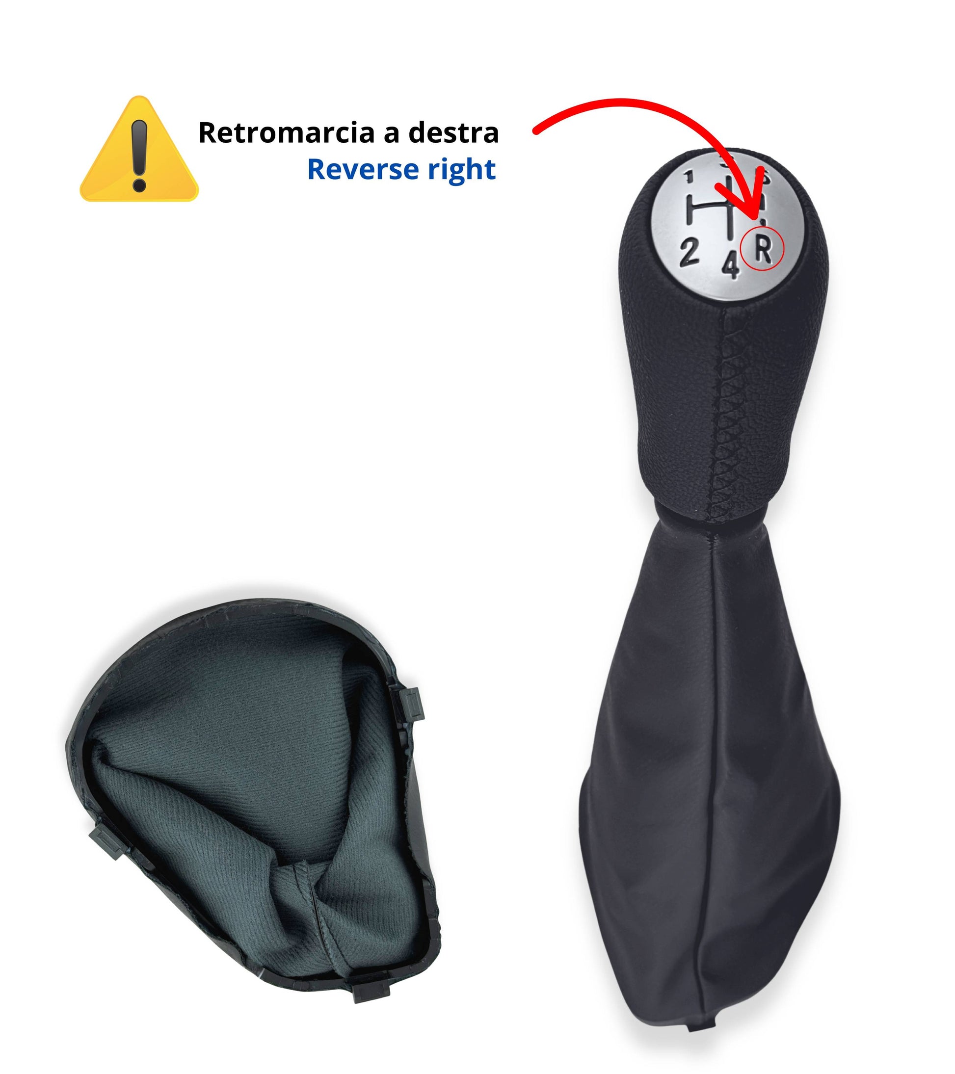 Kit Pomello Leva Cambio 5 Marce e Cuffia con Ghiera Compatibile con Dacia Logan MCV II 2013–2022, OEM 969356242R - Set colore nero con cuciture nere