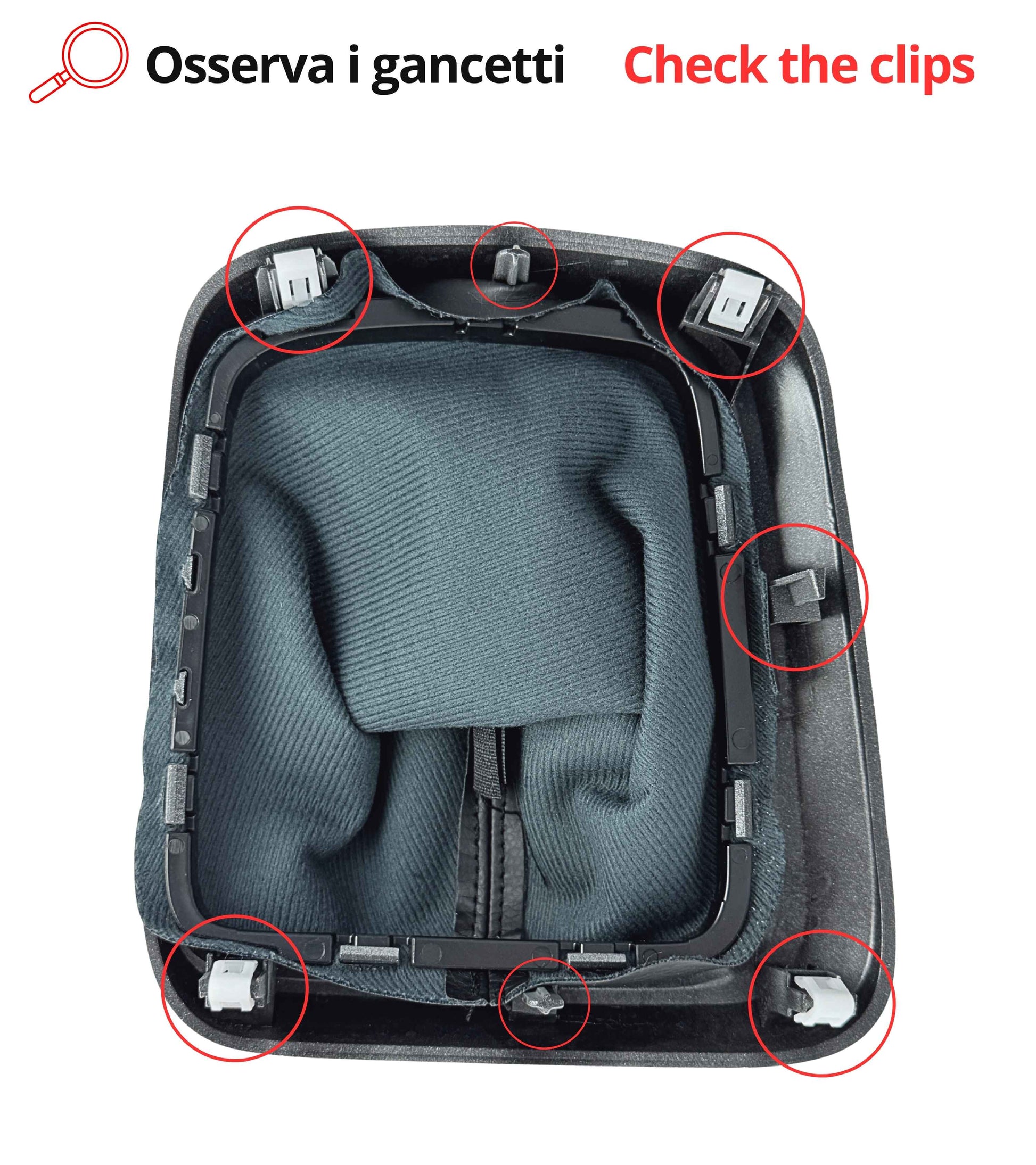 Kit Cuffia Cambio con Cornice Argento Cromato e Ghiera di Ritenzione con Clips Compatibile con Fiat Tipo 356 2015+, 357 2016+, 358 2016+