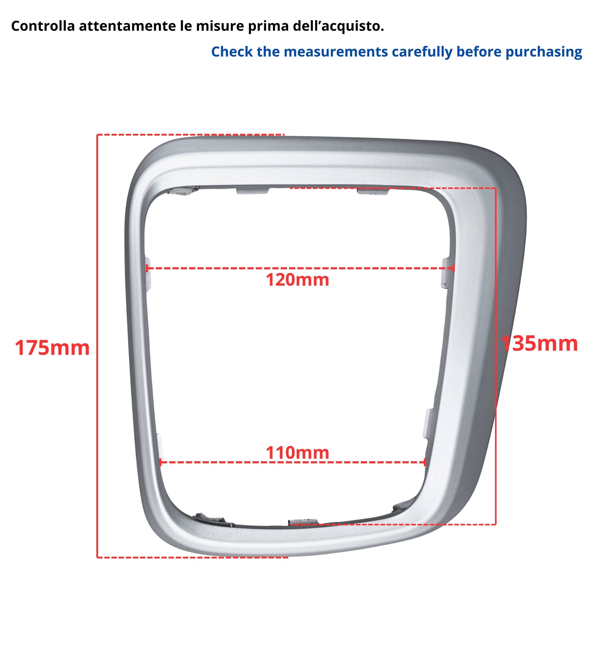 Cornice e Ghiera di Ritenzione con Clips Compatibile con Fiat Tipo 356 2015+, 357 2016+, 358 2016+, Telaio Argento per Cuffia Leva del Cambio