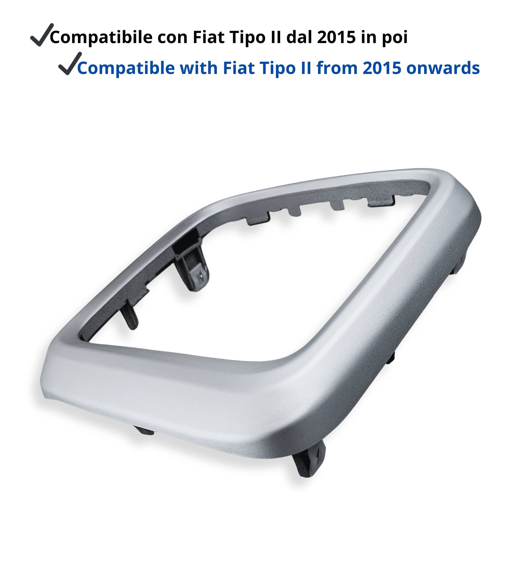 Cornice e Ghiera di Ritenzione con Clips Compatibile con Fiat Tipo 356 2015+, 357 2016+, 358 2016+, Telaio Argento per Cuffia Leva del Cambio