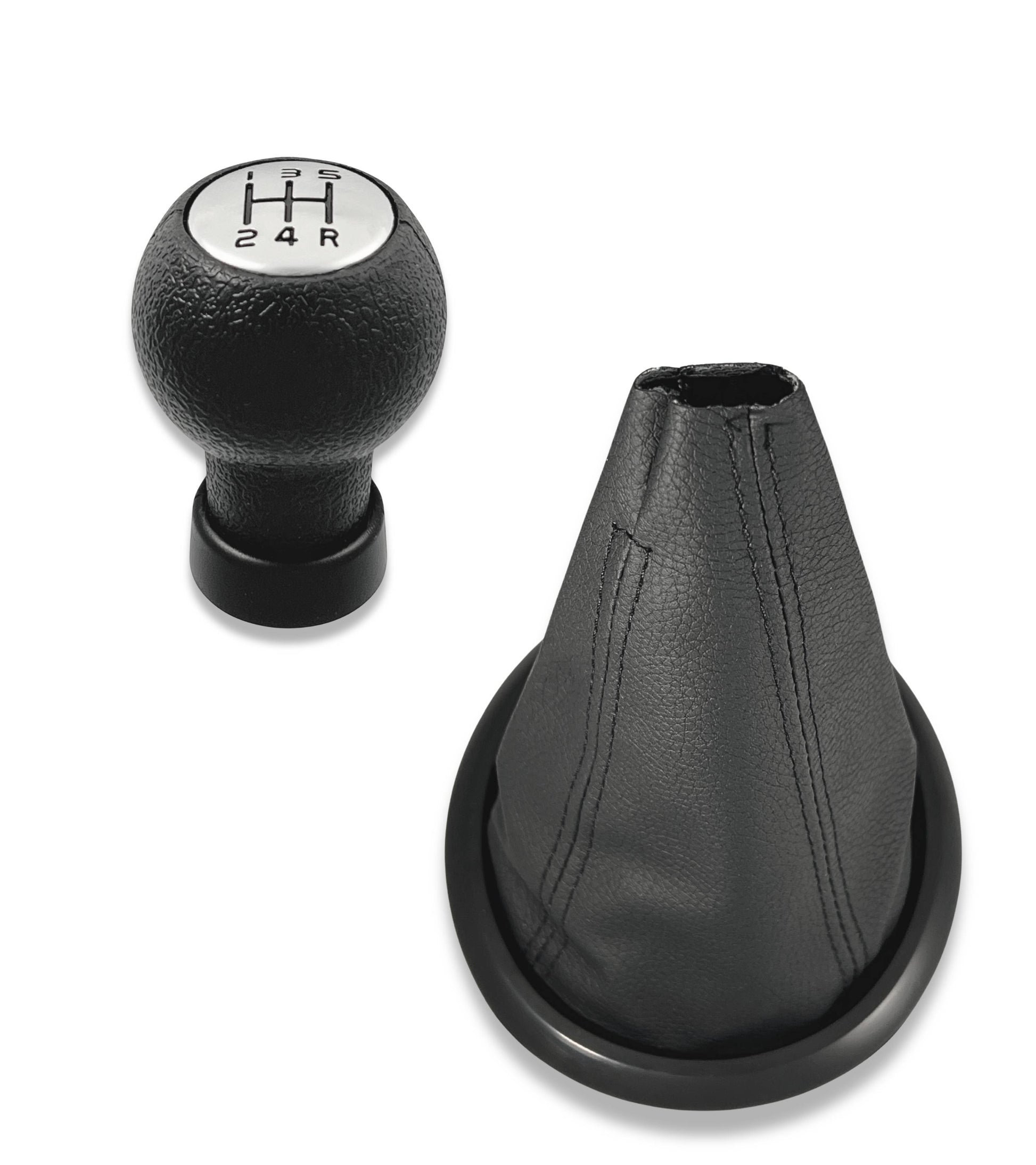 Kit Pomello Leva Cambio 5 Marce Cuffia Cuciture Nere, Ghiera Compatibile con Suzuki Swift 2005–2010, SX4 2007–2013, Alto 2009–2014, per leva forma T