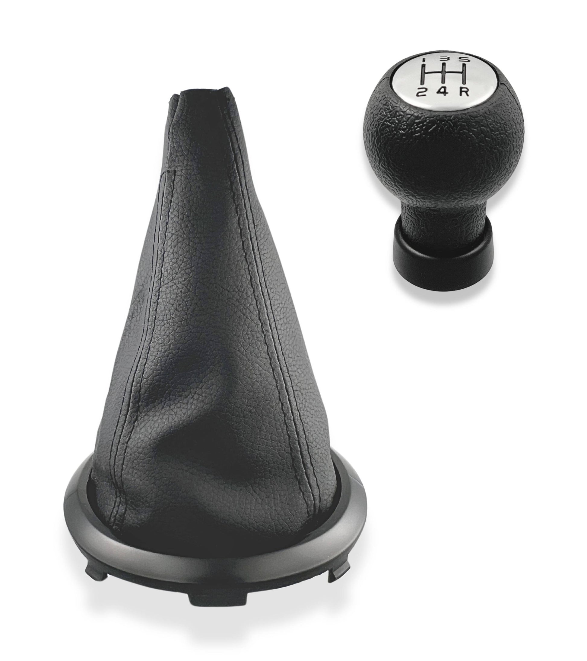 Kit Pomello Leva Cambio 5 Marce Cuffia Cuciture Nere, Ghiera Compatibile con Suzuki Swift 2005–2010, SX4 2007–2013, Alto 2009–2014, per leva forma T