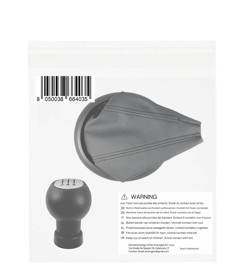 Kit Pomello Leva Cambio 5 Marce Cuffia Cuciture Nere, Ghiera Compatibile con Suzuki Swift 2005–2010, SX4 2007–2013, Alto 2009–2014, per leva forma T