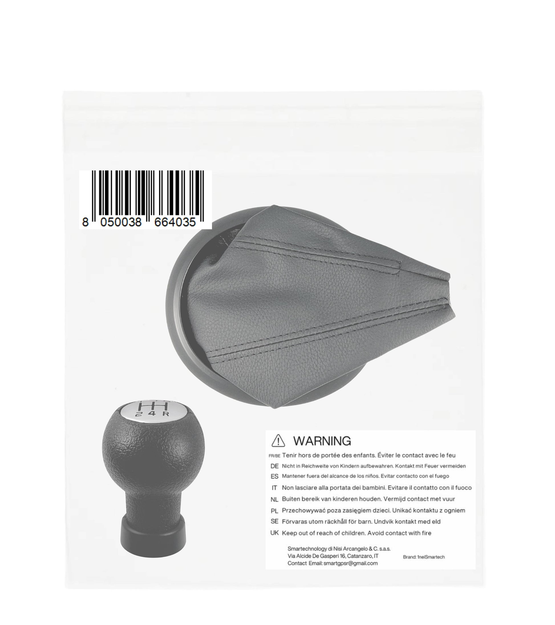 Kit Pomello Leva Cambio 5 Marce Cuffia Cuciture Nere, Ghiera Compatibile con Suzuki Swift 2005–2010, SX4 2007–2013, Alto 2009–2014, per leva forma T