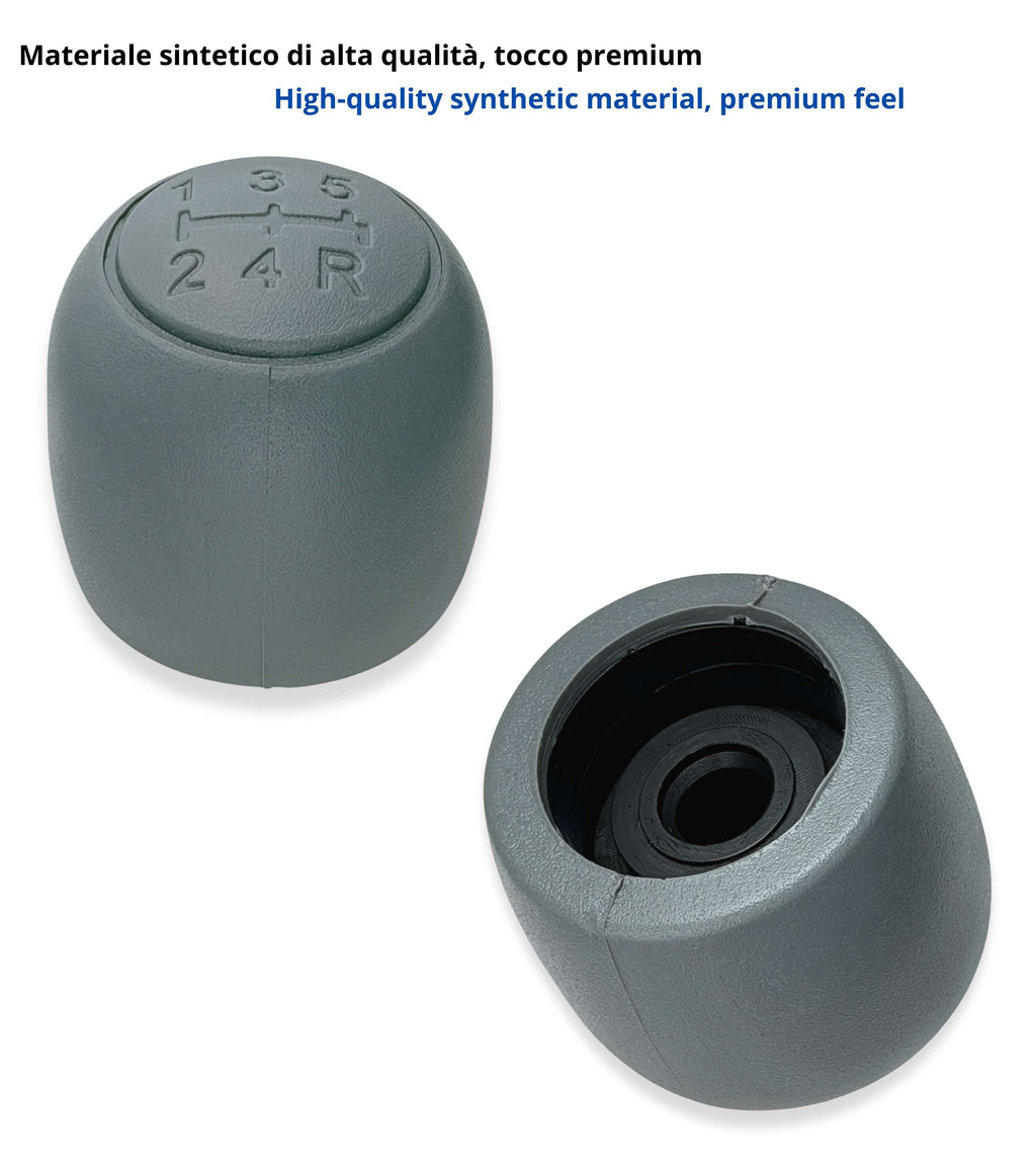 Pomello Leva Cambio 5 Marce Compatibile con Fiat Idea 2003–2008, OEM 735365505, Colore Grigio con Numeri Incisi, Retromarcia in Basso a Destra