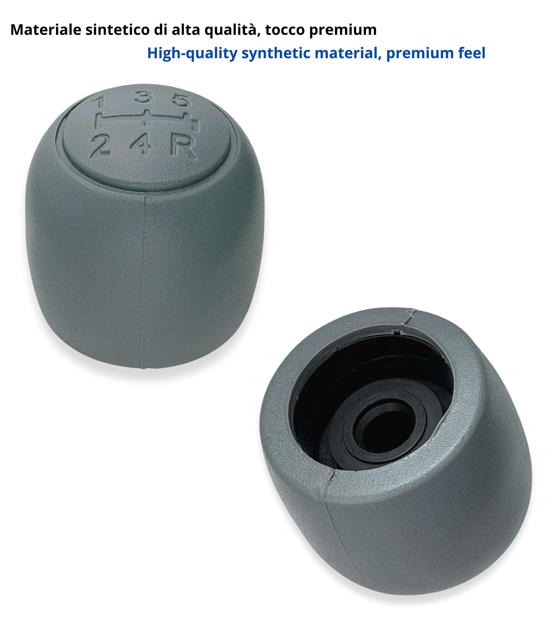 Pomello Leva Cambio 5 Marce Compatibile con Fiat Idea 2003–2008, OEM 735365505, Colore Grigio con Numeri Incisi, Retromarcia in Basso a Destra