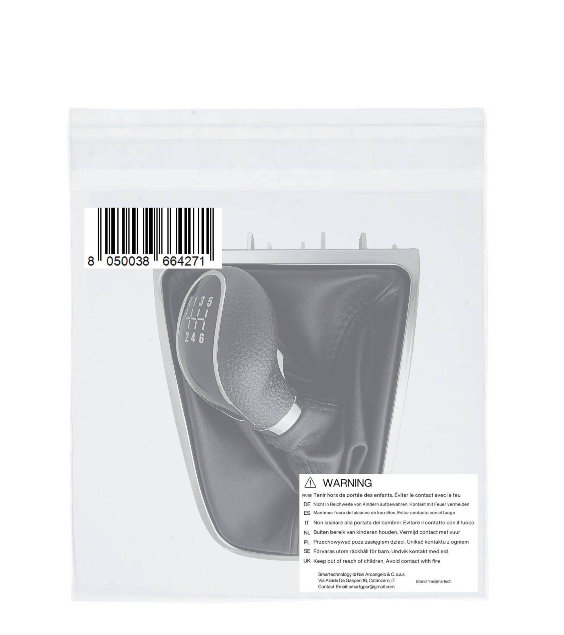 Kit Pomello per Leva Cambio 6 Marce e Cuffia Compatibile con Opel Astra J 2010–2015, Sacca con Cornice Argento e Ghiera di Ritenzione, verifica OEM