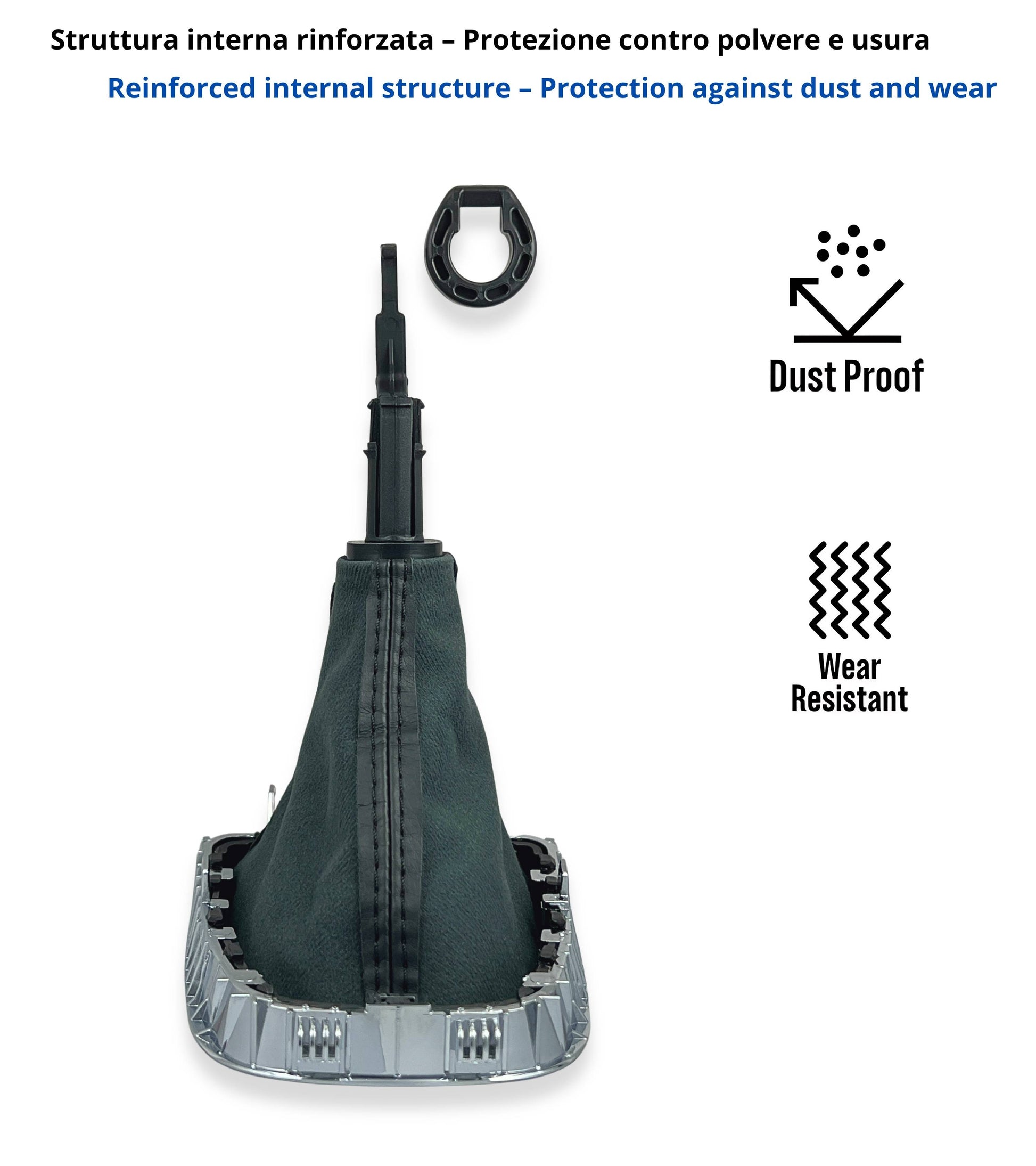 Kit Pomello per Leva Cambio 6 Marce e Cuffia Compatibile con Opel Astra J 2010–2015, Sacca con Cornice Argento e Ghiera di Ritenzione, verifica OEM