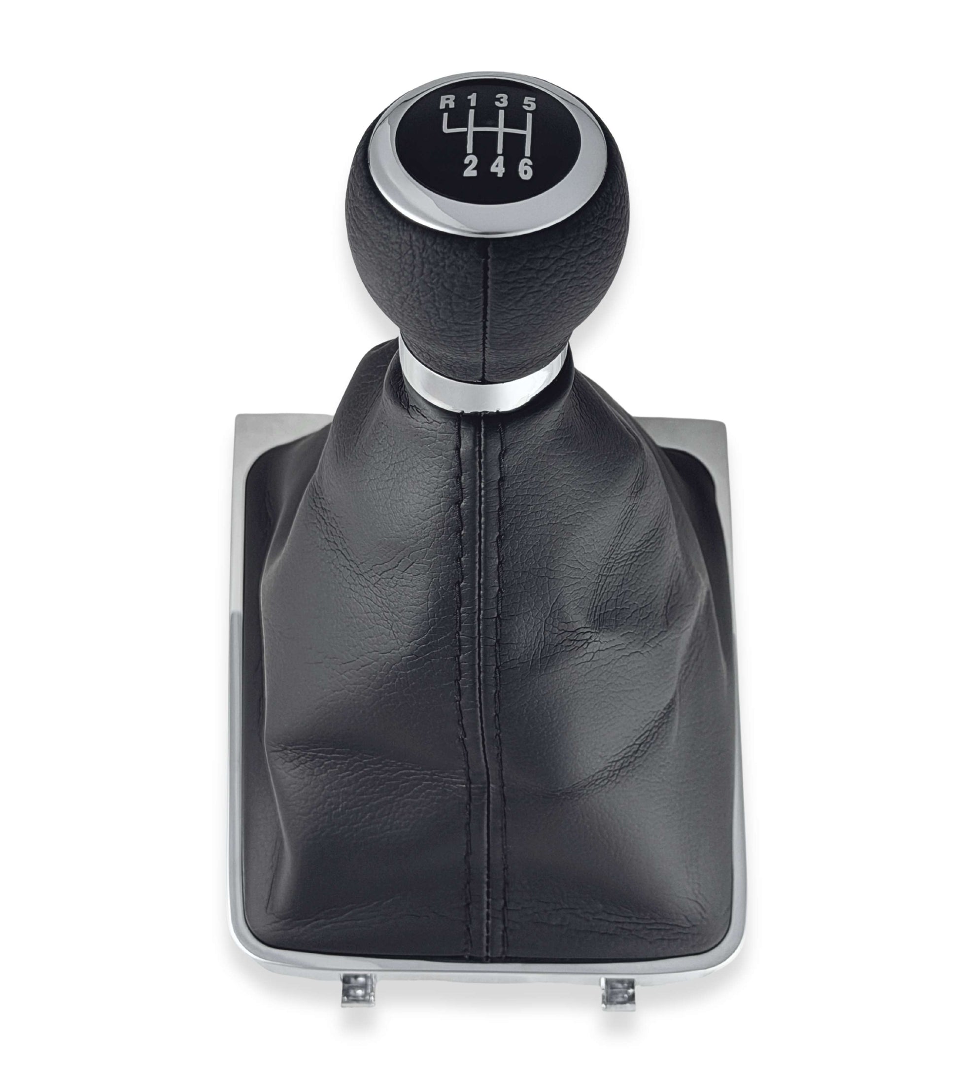 Kit Pomello Leva Cambio 6 Marce e Cuffia con Telaio Argento Compatibile con Volkswagen Passat VI B6 (3C2) 2005–2010 e Passat Variant (3C5) 2005–2011