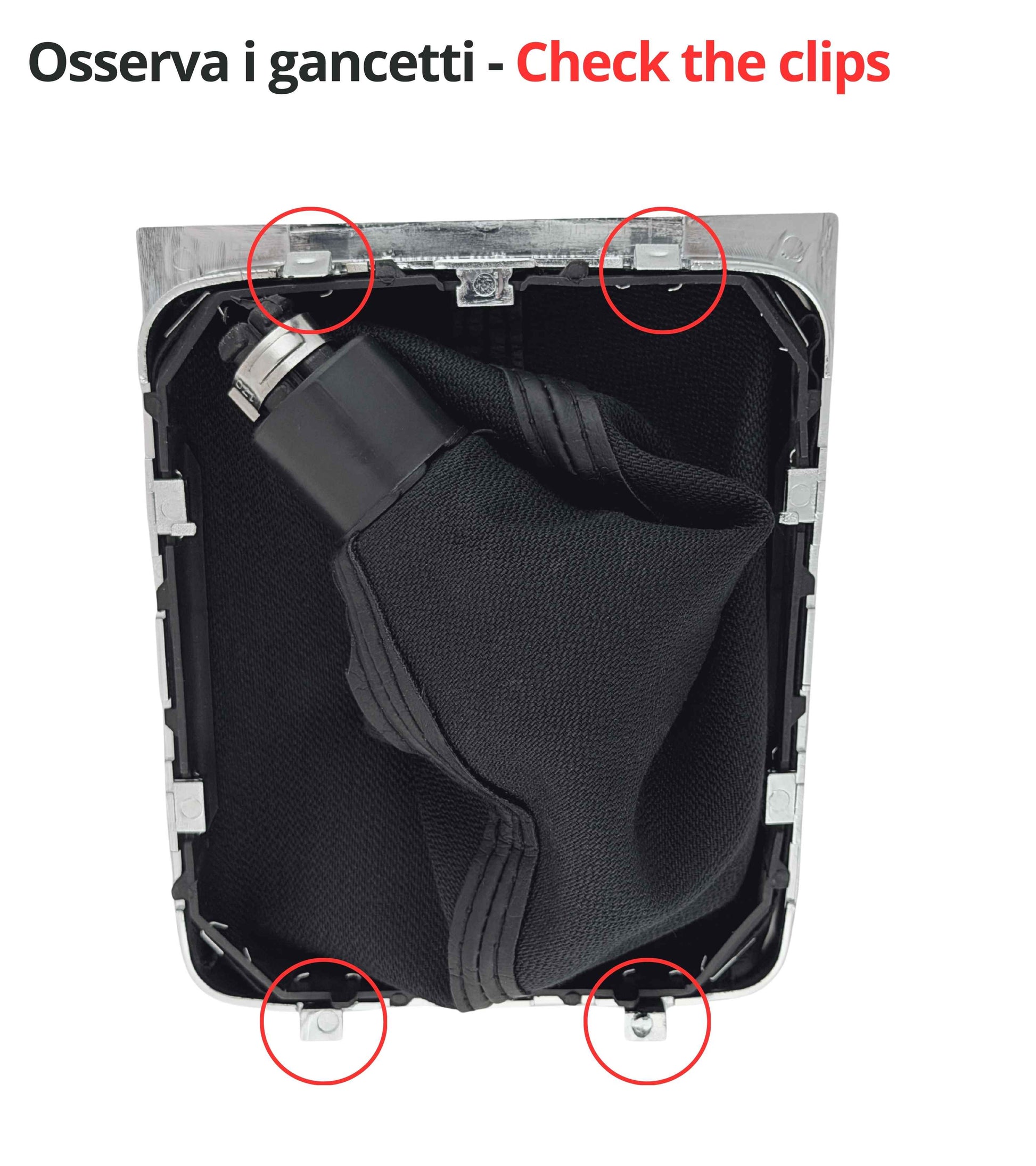 Kit Pomello Leva Cambio 6 Marce e Cuffia con Telaio Argento Compatibile con Volkswagen Passat VI B6 (3C2) 2005–2010 e Passat Variant (3C5) 2005–2011