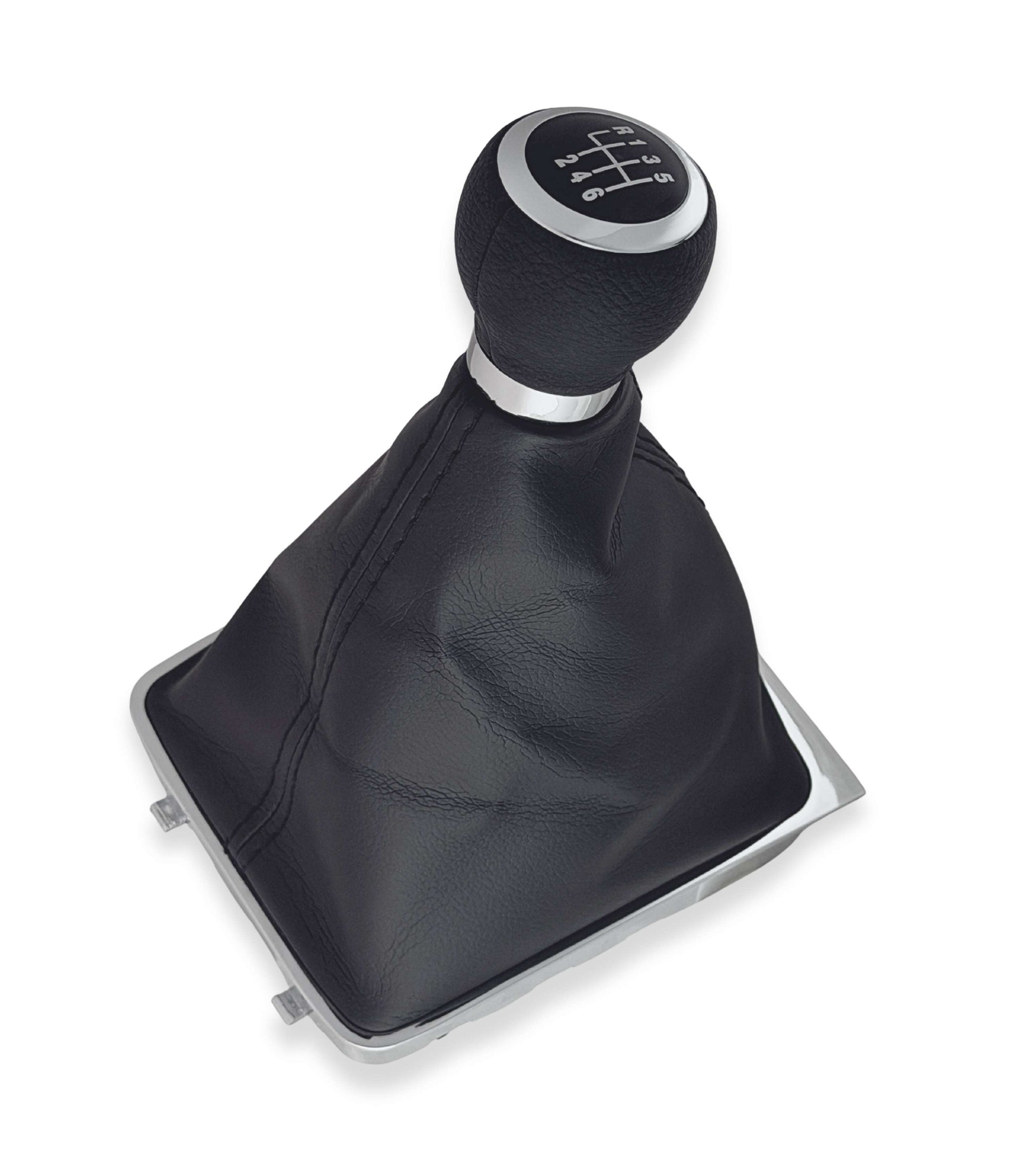 Kit Pomello Leva Cambio 6 Marce e Cuffia con Telaio Argento Compatibile con Volkswagen Passat VI B6 (3C2) 2005–2010 e Passat Variant (3C5) 2005–2011