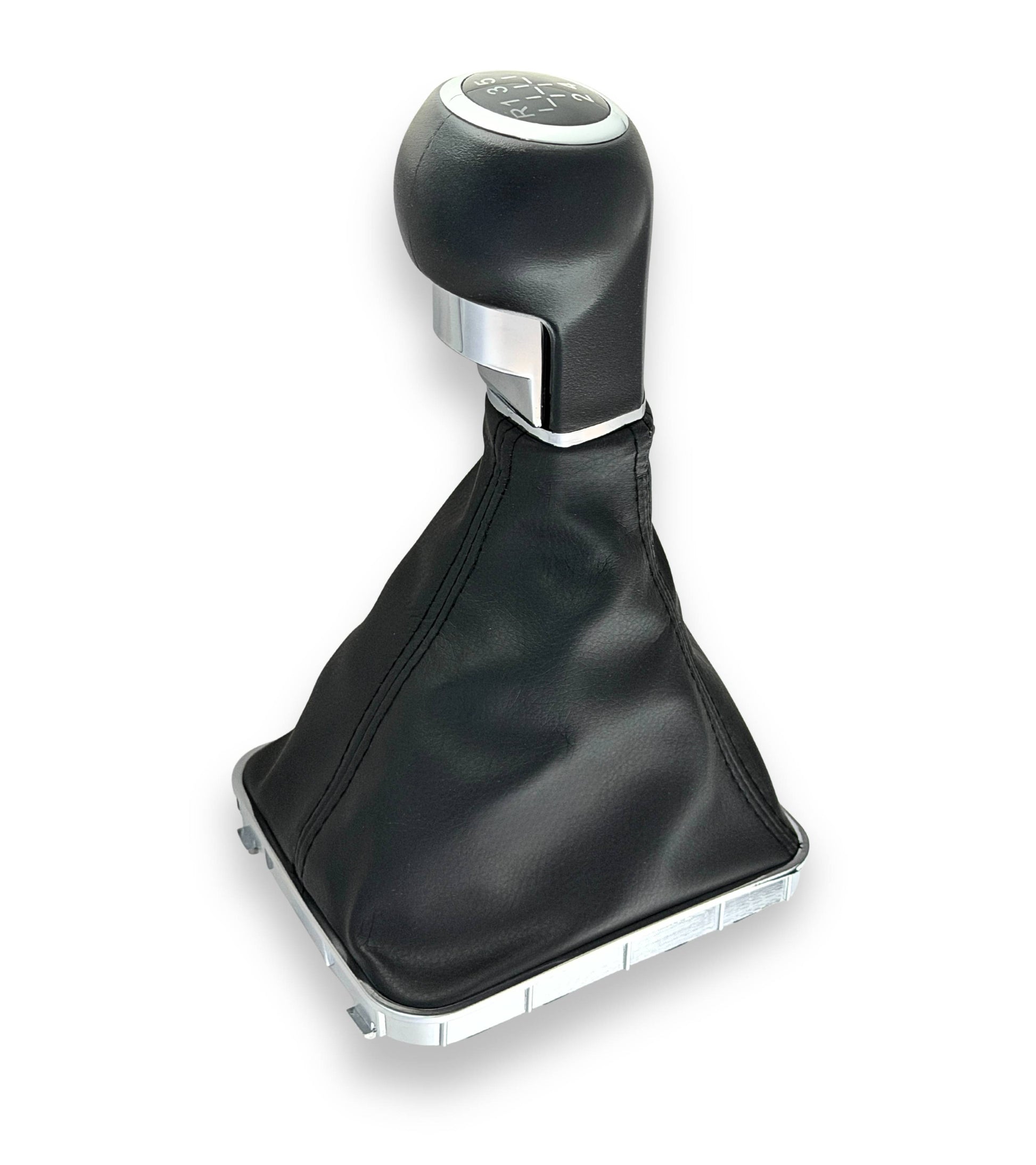 Kit Pomello Leva Cambio 5 Marce con Pulsante Retromarcia + Cuffia e Cornice Argento, Compatibile con Opel Zafira B 2005–2014, Verifica OEM 55354140