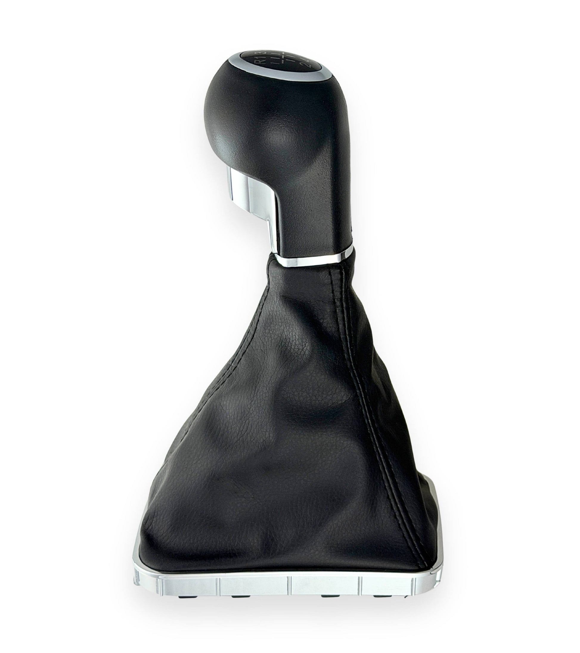 Kit Pomello Leva Cambio 6 Marce con Pulsante Retromarcia + Cuffia e Cornice Argento, Compatibile con Opel Zafira B 2005–2014, Verifica OEM 55354140