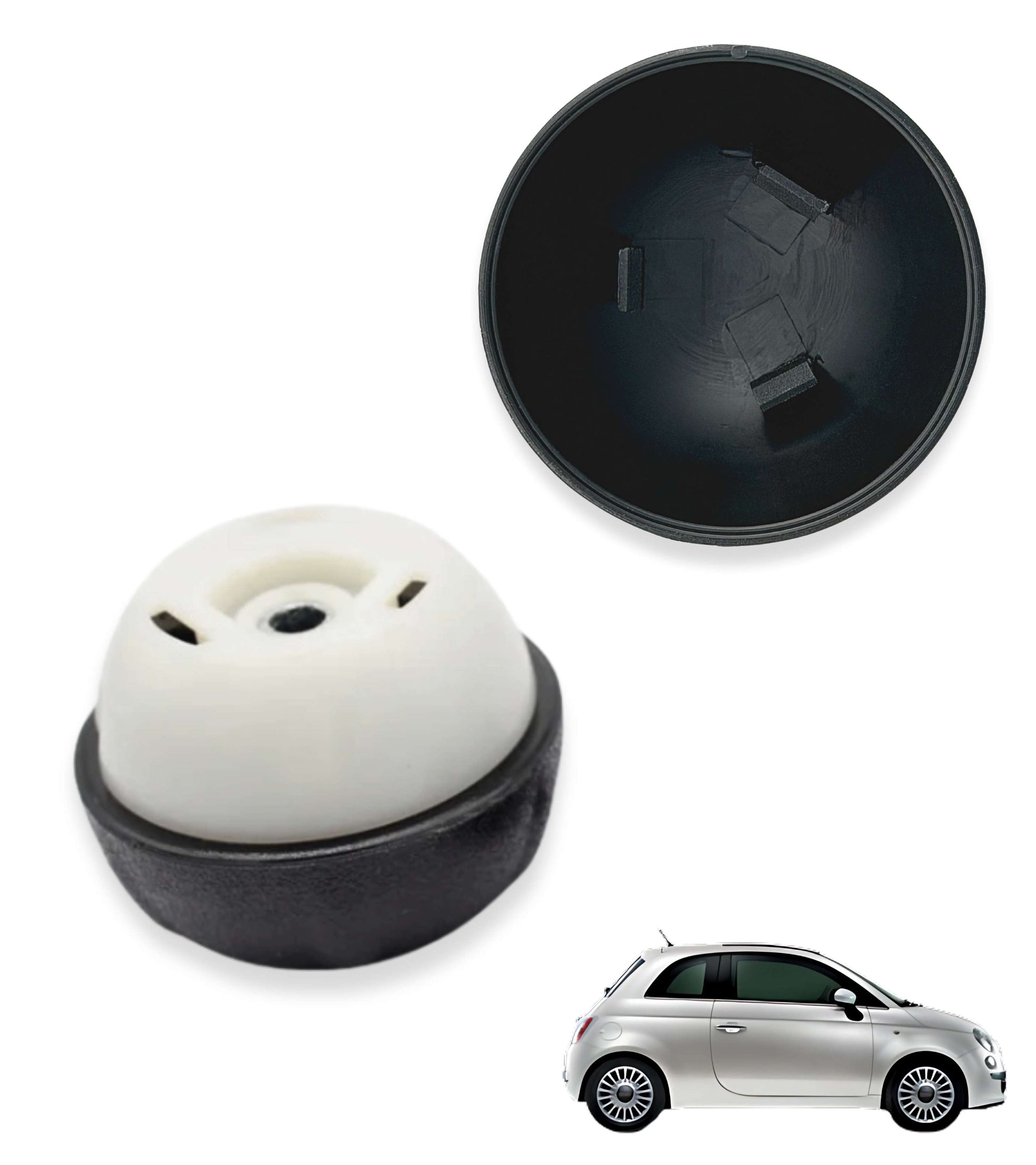 Pomello per Leva Cambio 6 Marce Colore Nero Compatibile con Fiat 500 serie 2 (312) e 500C (312) 2007 - 2018, Colore Nero, OEM OM 55344048