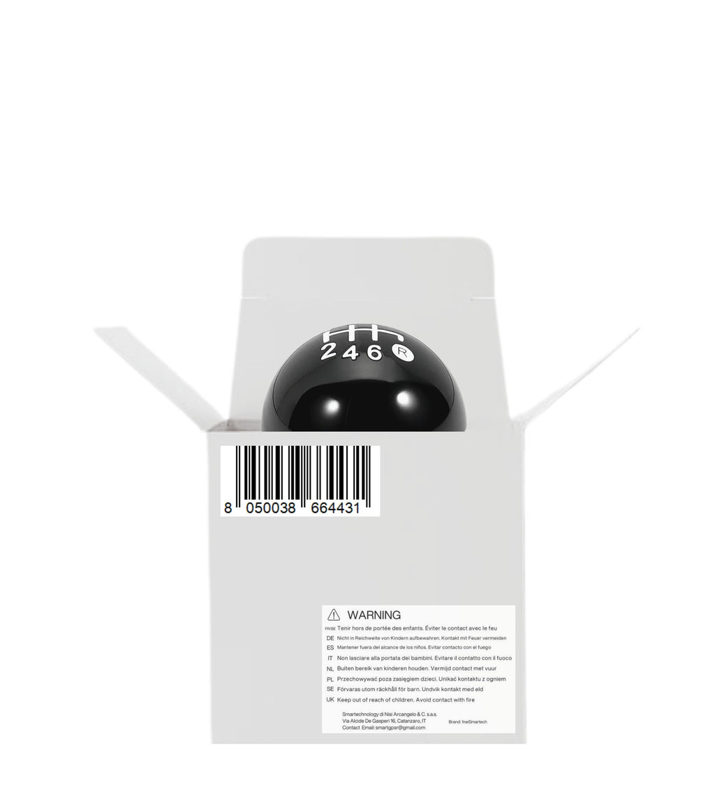 Pomello per Leva Cambio 6 Marce Colore Nero Compatibile con Fiat 500 serie 2 (312) e 500C (312) 2007 - 2018, Colore Nero, OEM OM 55344048