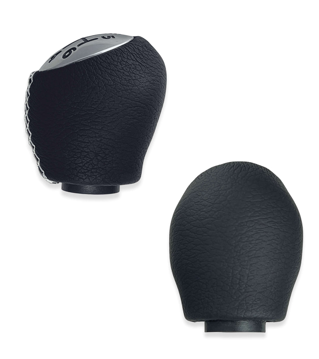 Pomello Leva Cambio 6 Marce Nero con Cuciture Bianche Compatibile con Renault Clio III, Twingo 2, Compatibile con Dacia Duster, verifica codici OEM