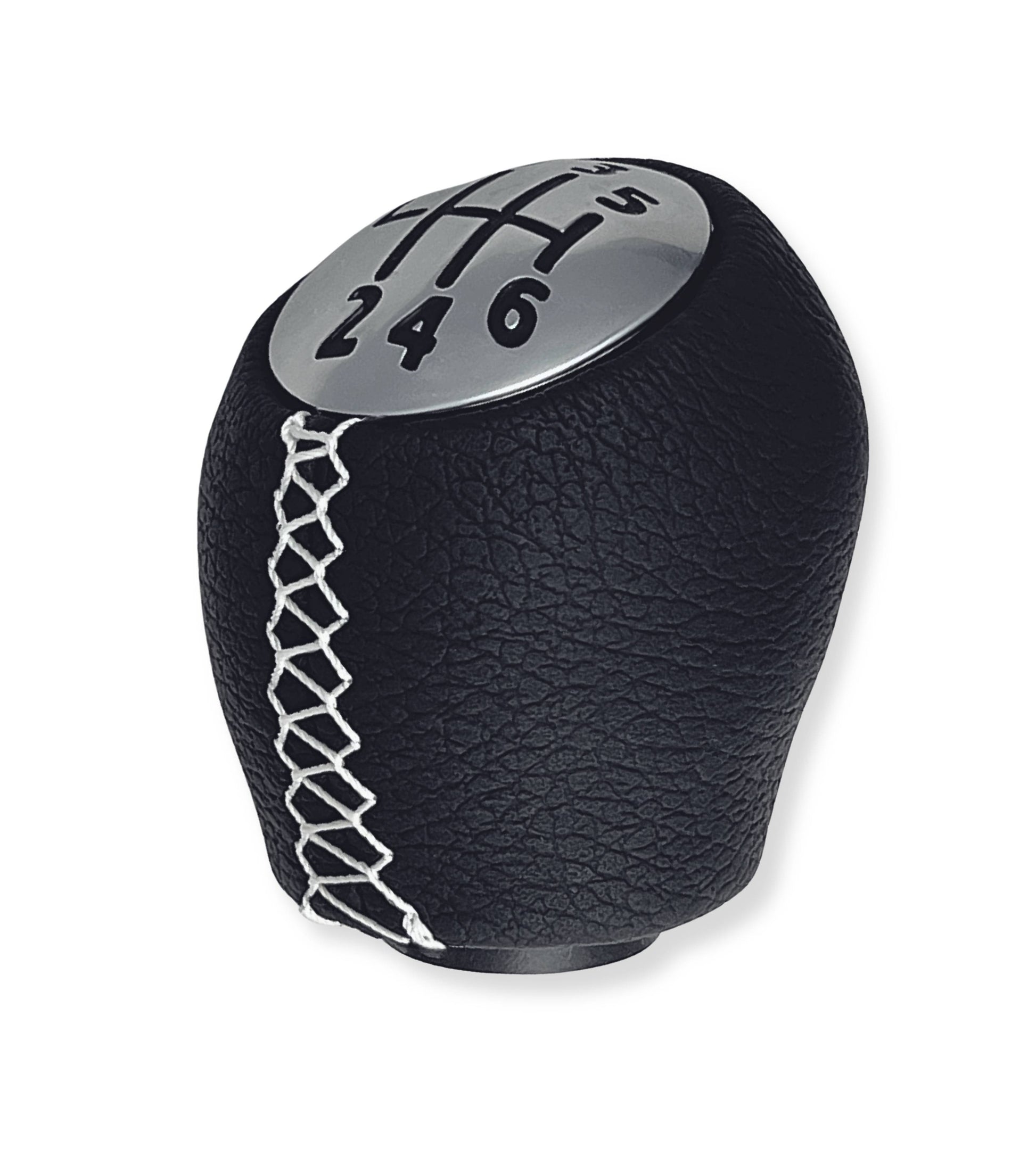 Pomello Leva Cambio 6 Marce Nero con Cuciture Bianche Compatibile con Renault Clio III, Twingo 2, Compatibile con Dacia Duster, verifica codici OEM