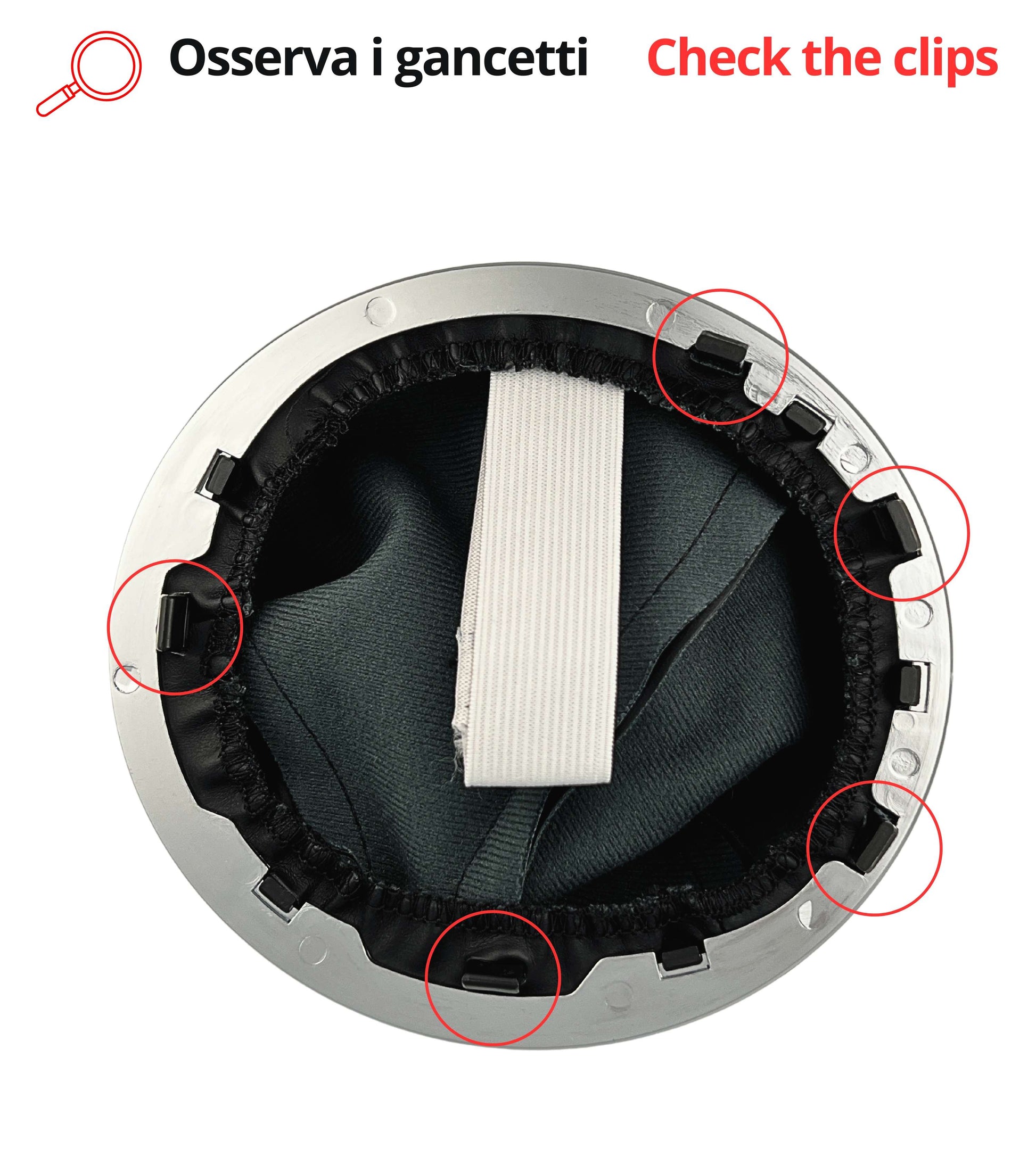 Kit Pomello e Cuffia per Leva Cambio 6 Marce Colore Nero Compatibile con Fiat 500 serie 2 (312) e 500C (312) 2007 - 2018, con Ghiera e Cornice Argento