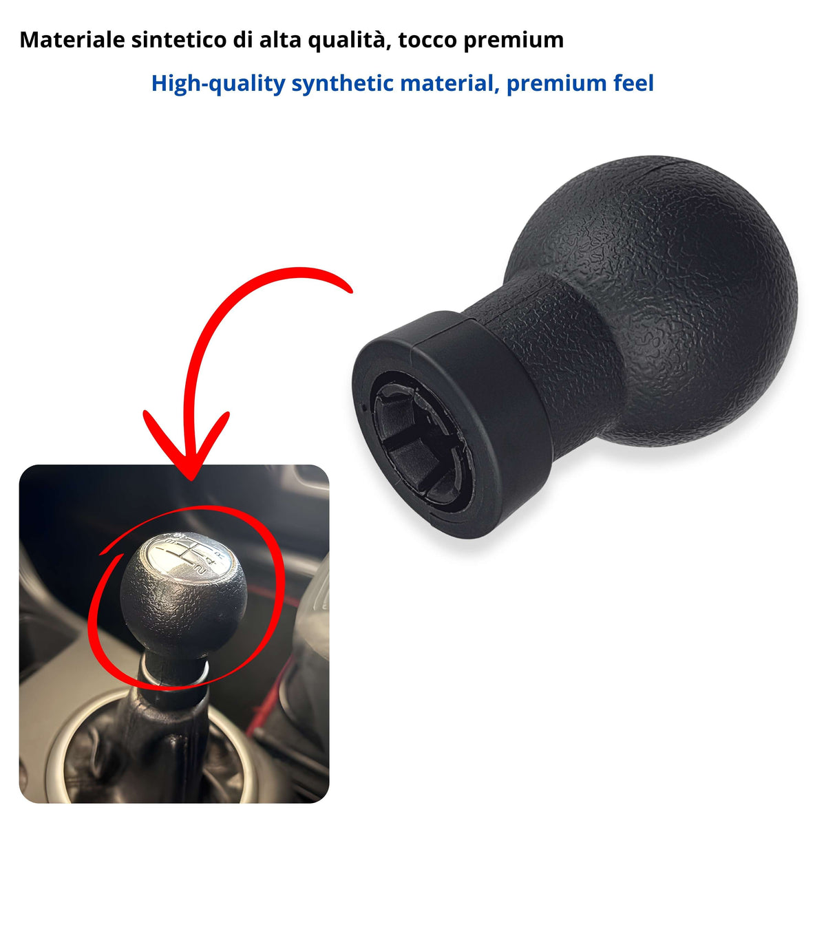 Pomello 5 Marce Compatibile con Suzuki Swift 2005-2010, Suzuki SX4 2007-2013, Suzuki ALTO 2009-2014, per Leva Cambio D, con Placca Lucida