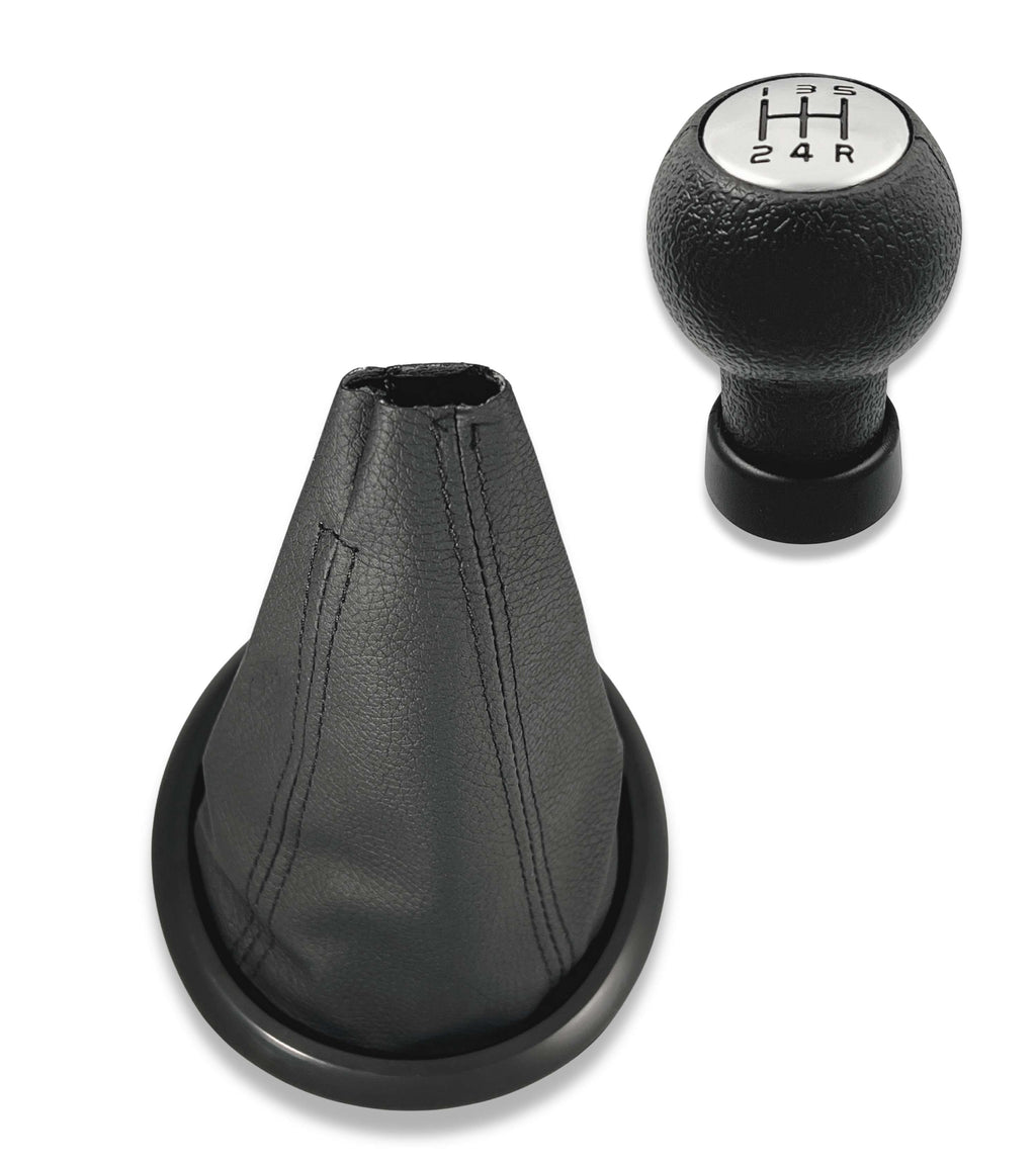 Kit Pomello 5 Marce Cuffia con Cuciture Nere Compatibile con Suzuki Swift 2005-2010, Suzuki SX4 2007-2013, Suzuki ALTO 2009-2014, Leva Cambio Forma D