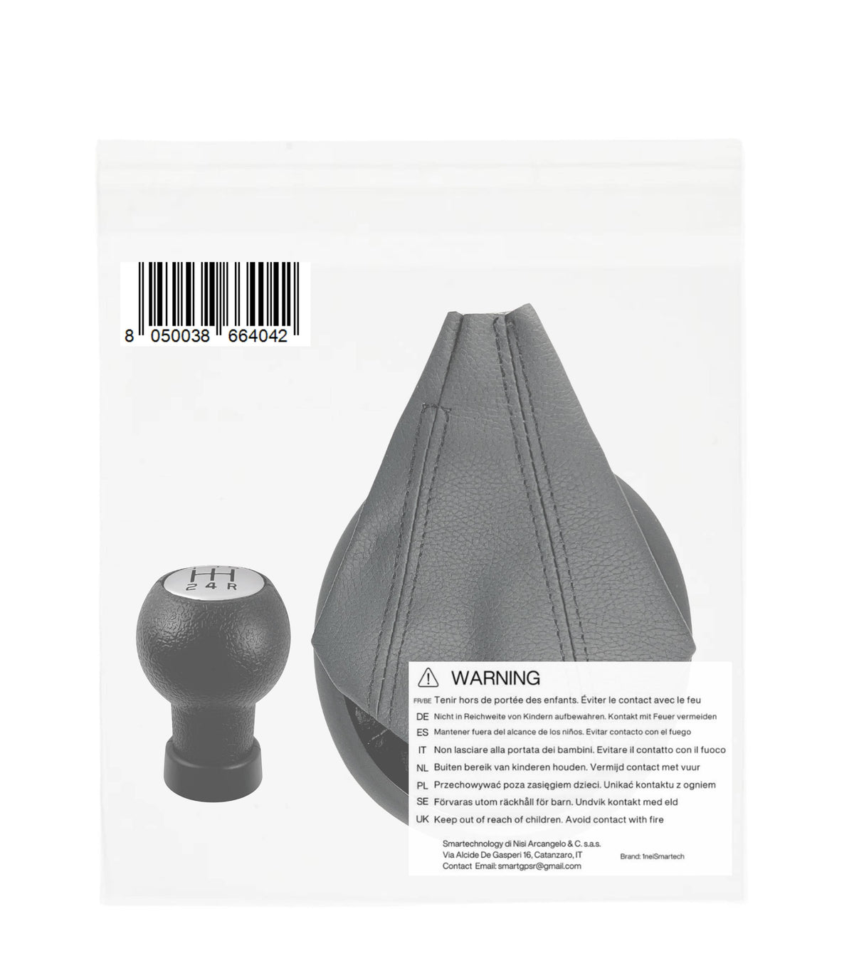 Kit Pomello 5 Marce Cuffia con Cuciture Nere Compatibile con Suzuki Swift 2005-2010, Suzuki SX4 2007-2013, Suzuki ALTO 2009-2014, Leva Cambio Forma D