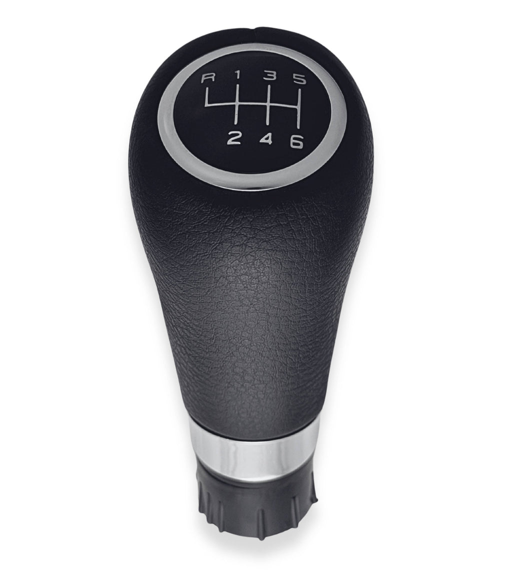 Pomello Leva Cambio 6 Marce Nero Compatibile con Mercedes Classe A, B, E Foro 8 mm, Retromarcia in Alto a Sinistra, Kit con Anelli di Fissaggio