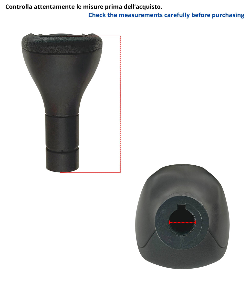 Pomello per Leva Asta del Cambio 5 Marce Compatibile con Lancia Ypsilon (312) 2011–2015, Colore Nero con Lente Lucida Nera, Retromarcia a Destra
