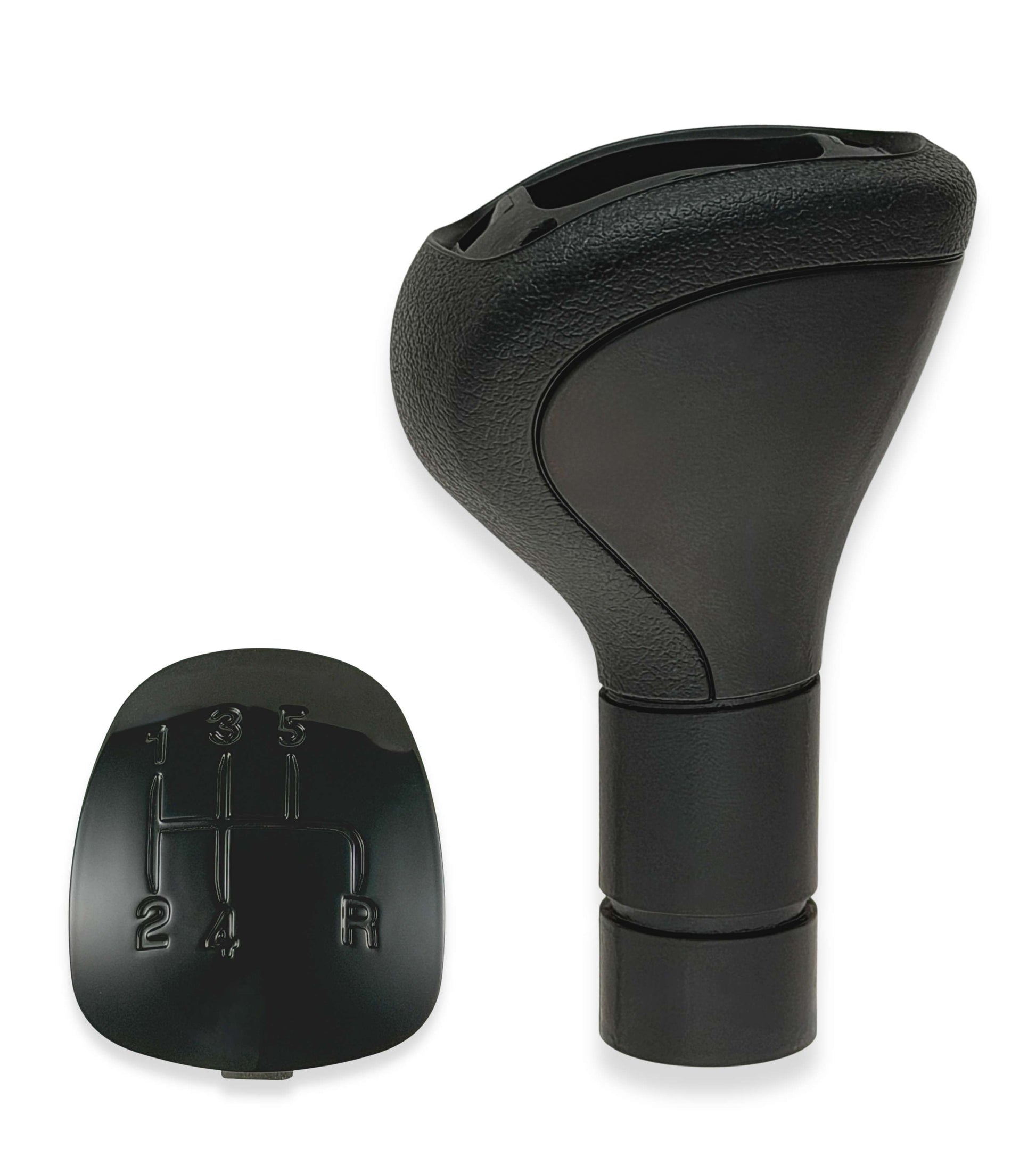 Pomello per Leva Asta del Cambio 5 Marce Compatibile con Lancia Ypsilon (312) 2011–2015, Colore Nero con Lente Lucida Nera, Retromarcia a Destra