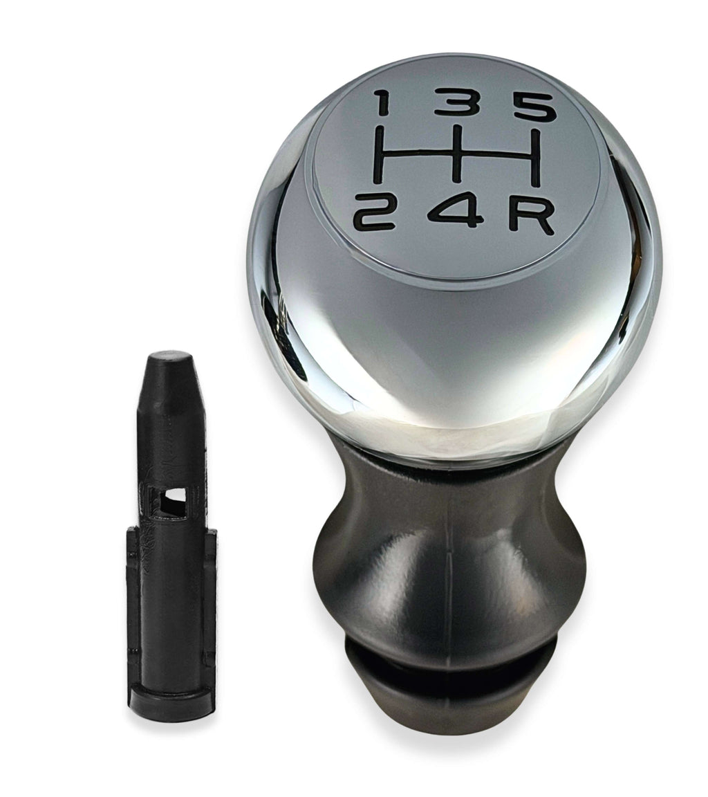 Pomello Leva Cambio 5 Marce Compatibile con Citroen C3, C4, e Compatibile con Peugeot 106, 206, Partner, Colore Argento in Metallo, con Adattatore