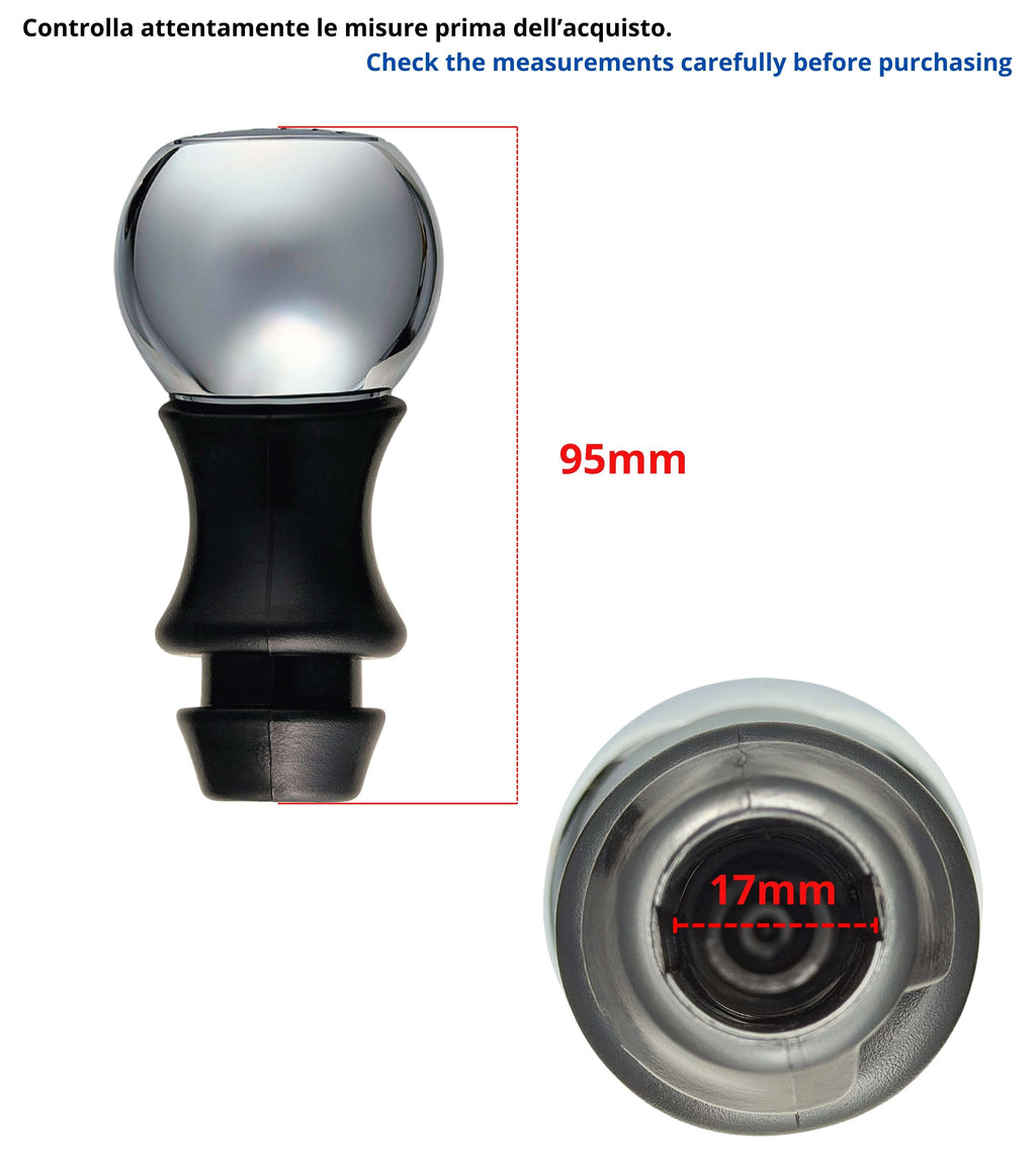 Pomello Leva Cambio 5 Marce Compatibile con Citroen C3, C4, e Compatibile con Peugeot 106, 206, Partner, Colore Argento in Metallo, con Adattatore