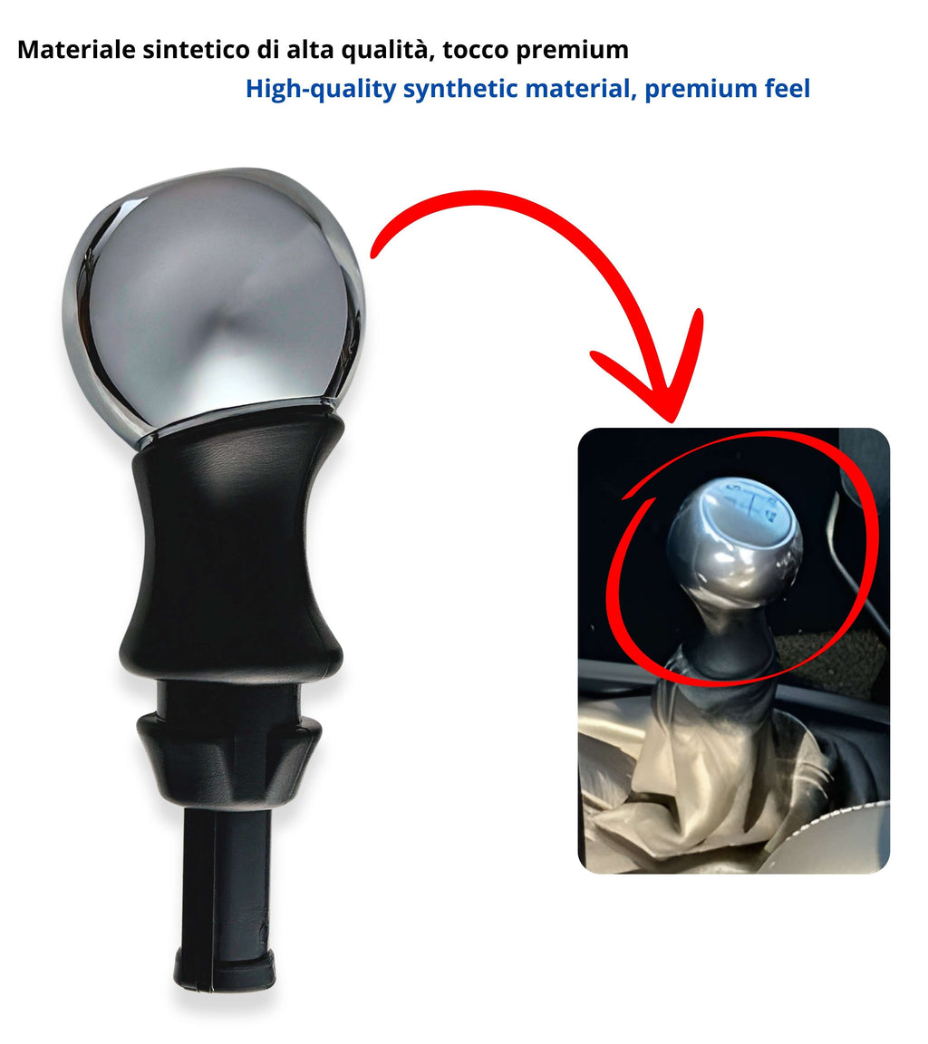 Pomello Leva Cambio 5 Marce Compatibile con Citroen C3, C4, e Compatibile con Peugeot 106, 206, Partner, Colore Argento in Metallo, con Adattatore