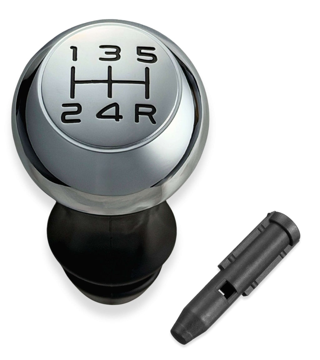 Pomello Leva Cambio 5 Marce Compatibile con Citroen C3, C4, e Compatibile con Peugeot 106, 206, Partner, Colore Argento in Metallo, con Adattatore