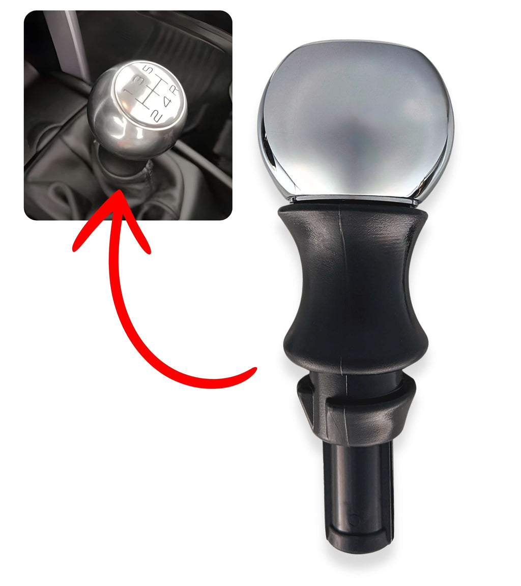 Pomello Leva Cambio 5 Marce Compatibile con Citroen C3, C4, e Compatibile con Peugeot 106, 206, Partner, Colore Argento in Metallo, con Adattatore