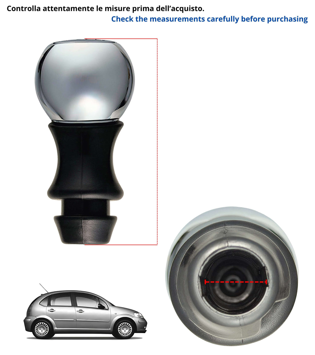 Kit Pomello Cambio 5 Marce, Cuffia Compatibile con Citroen C3 2003-2009, C2 2003-2010 con Cornice Nera, Ghiera di Ritenzione e Adattatore Leva Cambio