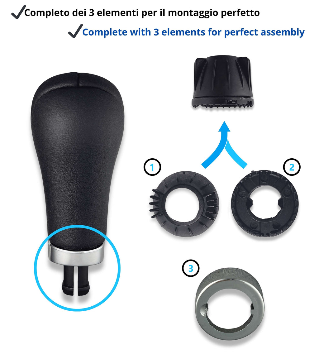 Pomello per Leva Asta del Cambio 6 Marce Compatibile con Mercedes Classe A B C E CLK 2000–2012, Foro 8mm, Simbolo N, Retromarcia a Sinistra