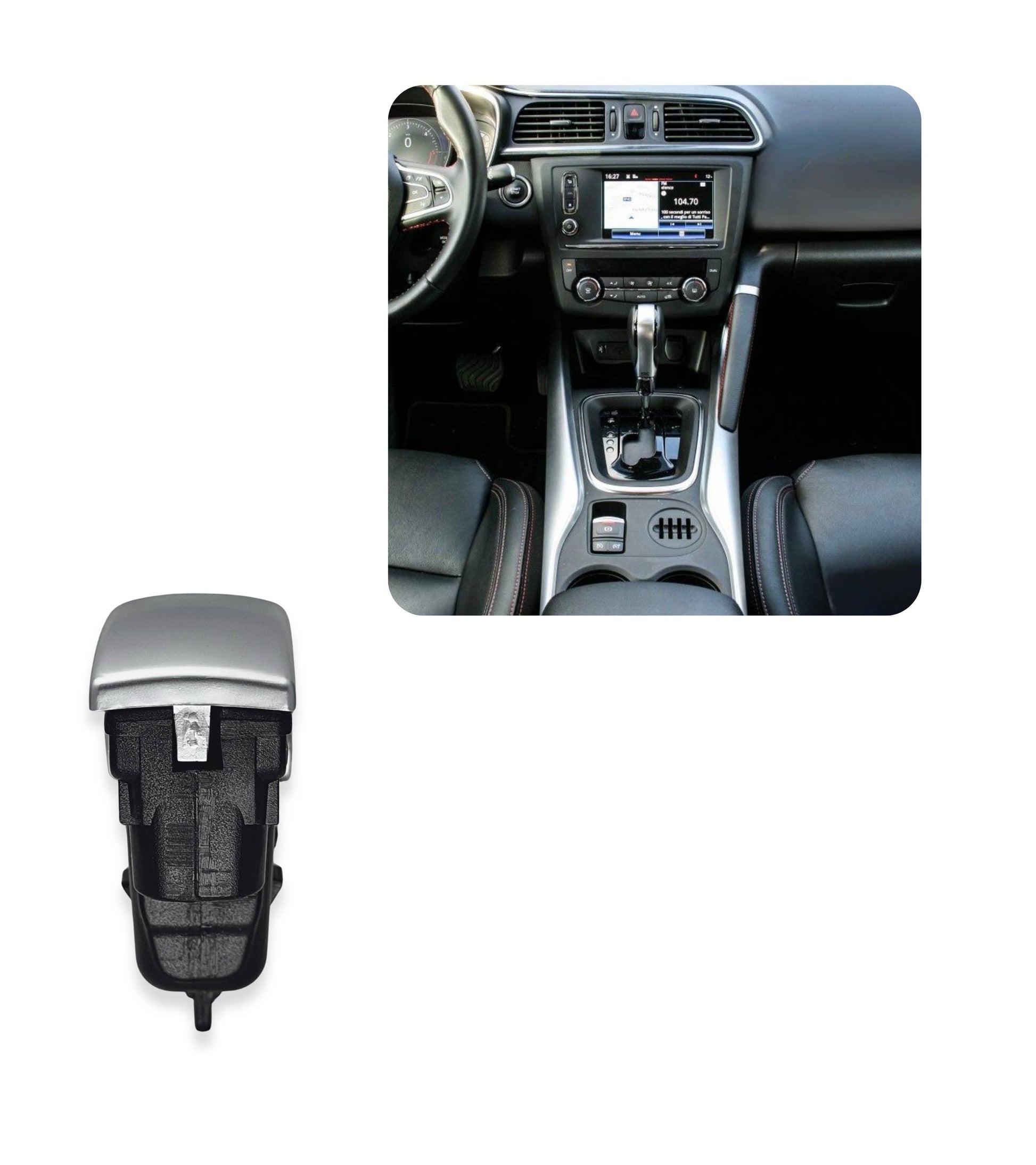 Pulsante per Pomello Cambio Automatico Compatibile con Renault Koleos 2017–2020, Kadjar 2015–2022, Megane 4 2016–2024, Talisman 2015–2020, Argento