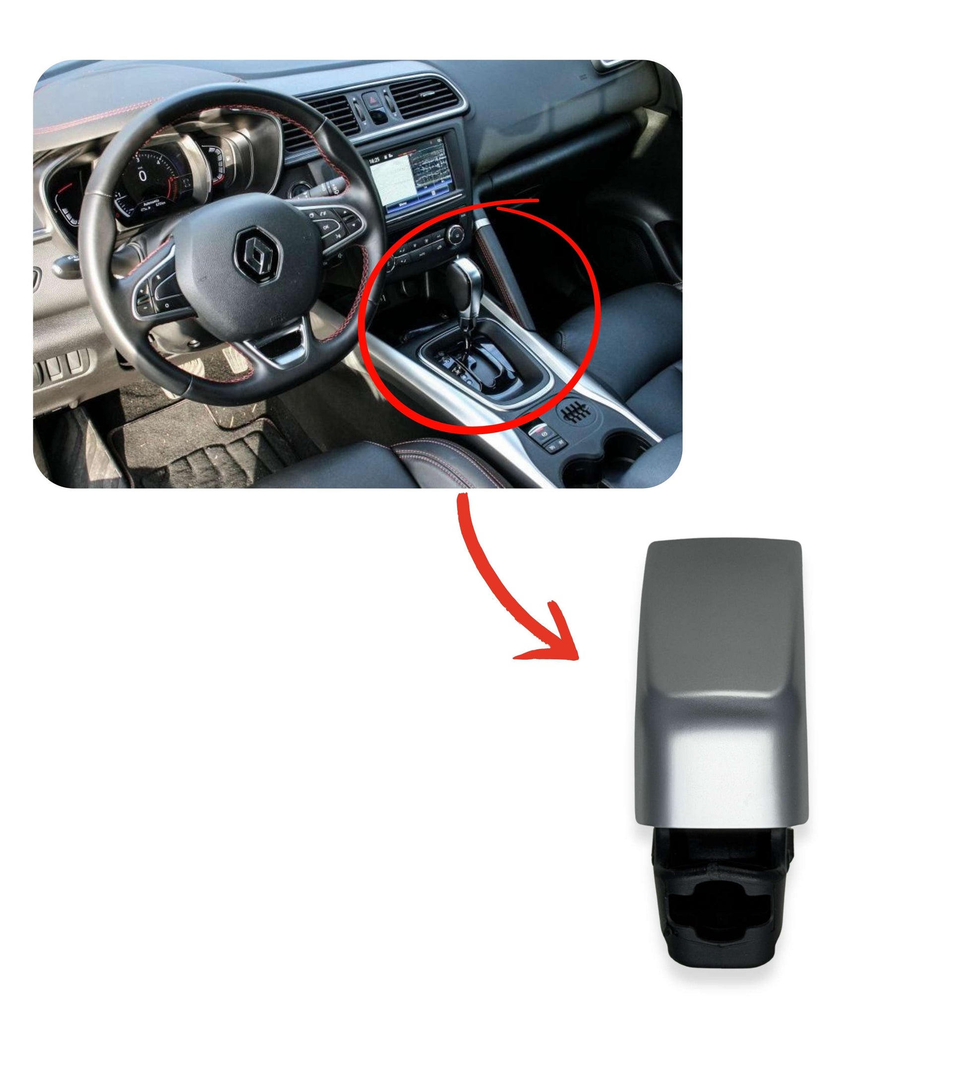 Pulsante per Pomello Cambio Automatico Compatibile con Renault Koleos 2017–2020, Kadjar 2015–2022, Megane 4 2016–2024, Talisman 2015–2020, Argento